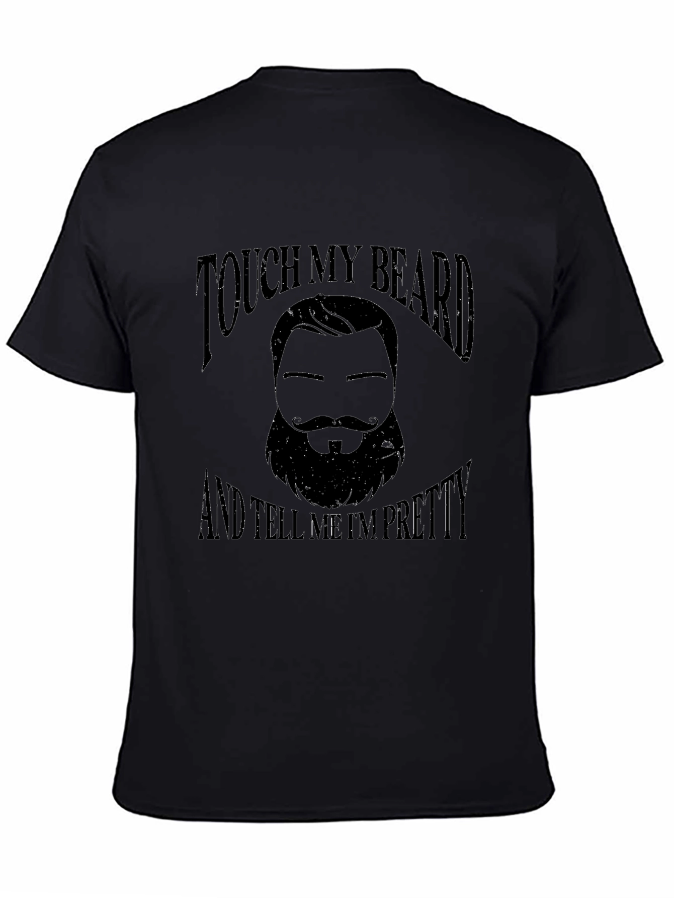 Black Touch My Beard Funny Graphic Tee view 4
