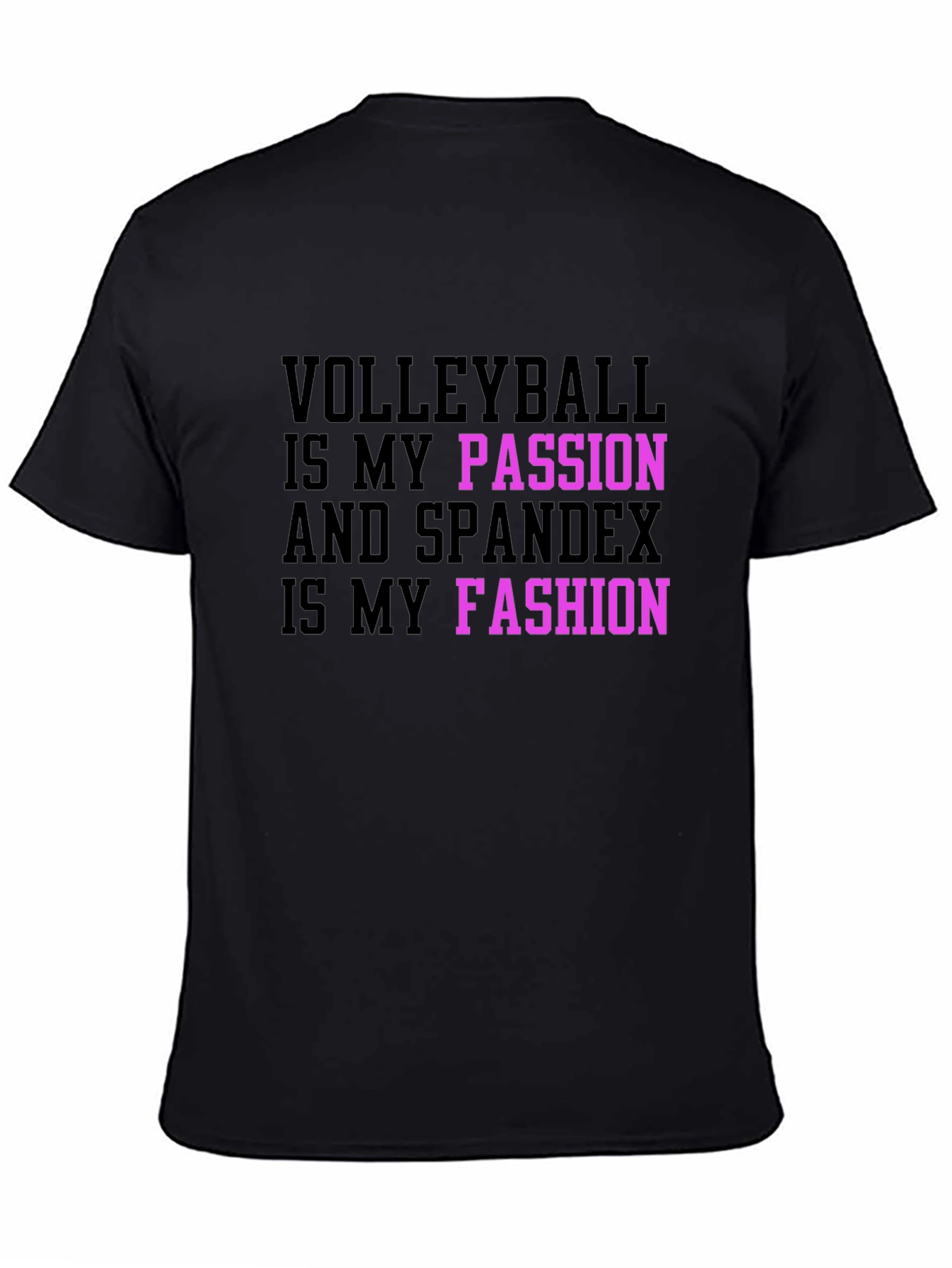 Black Volleyball Passion Spandex Fashion T-Shirt view 4