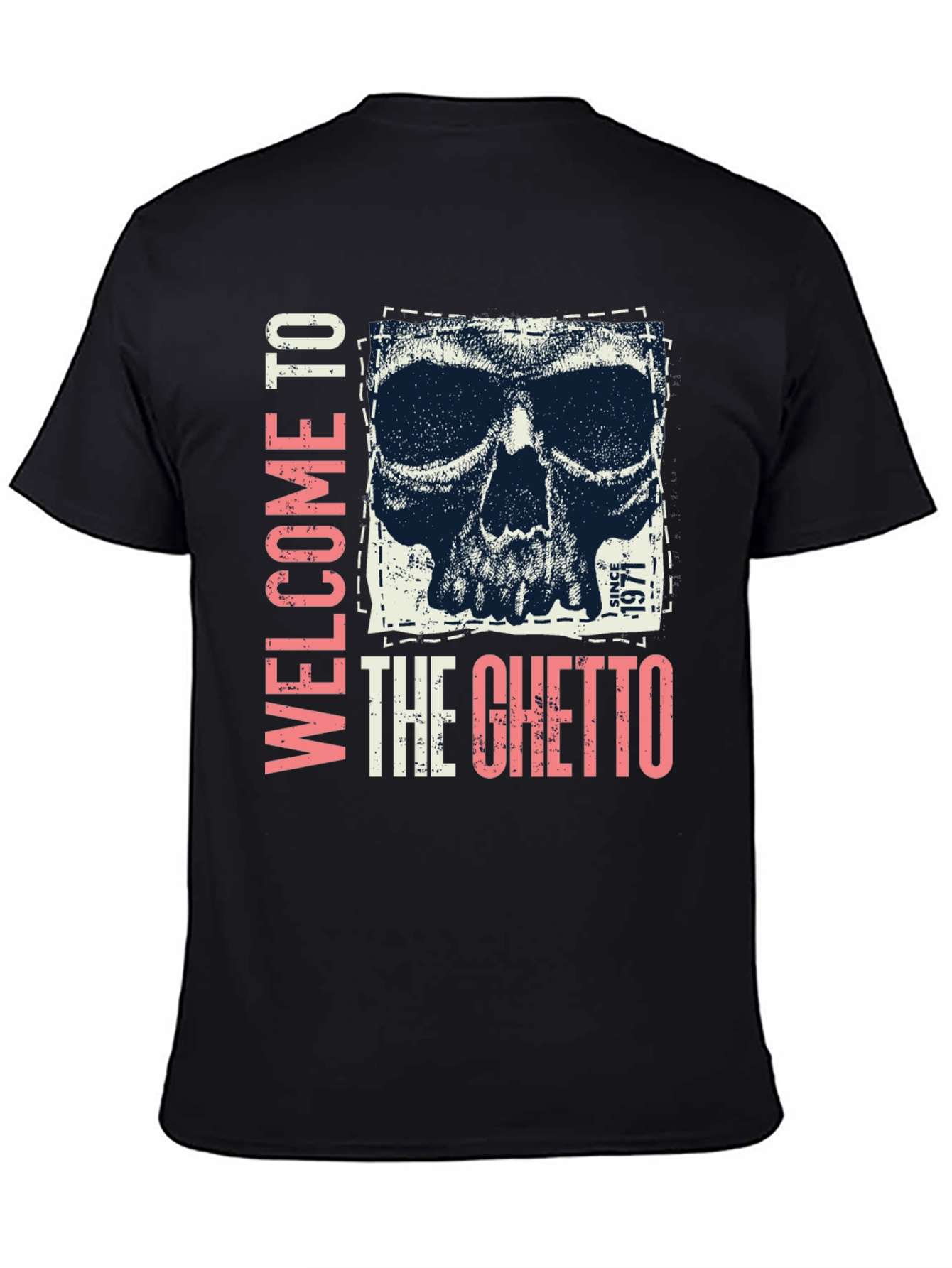 Black Welcome To The Ghetto Skull Graphic Tee view 4