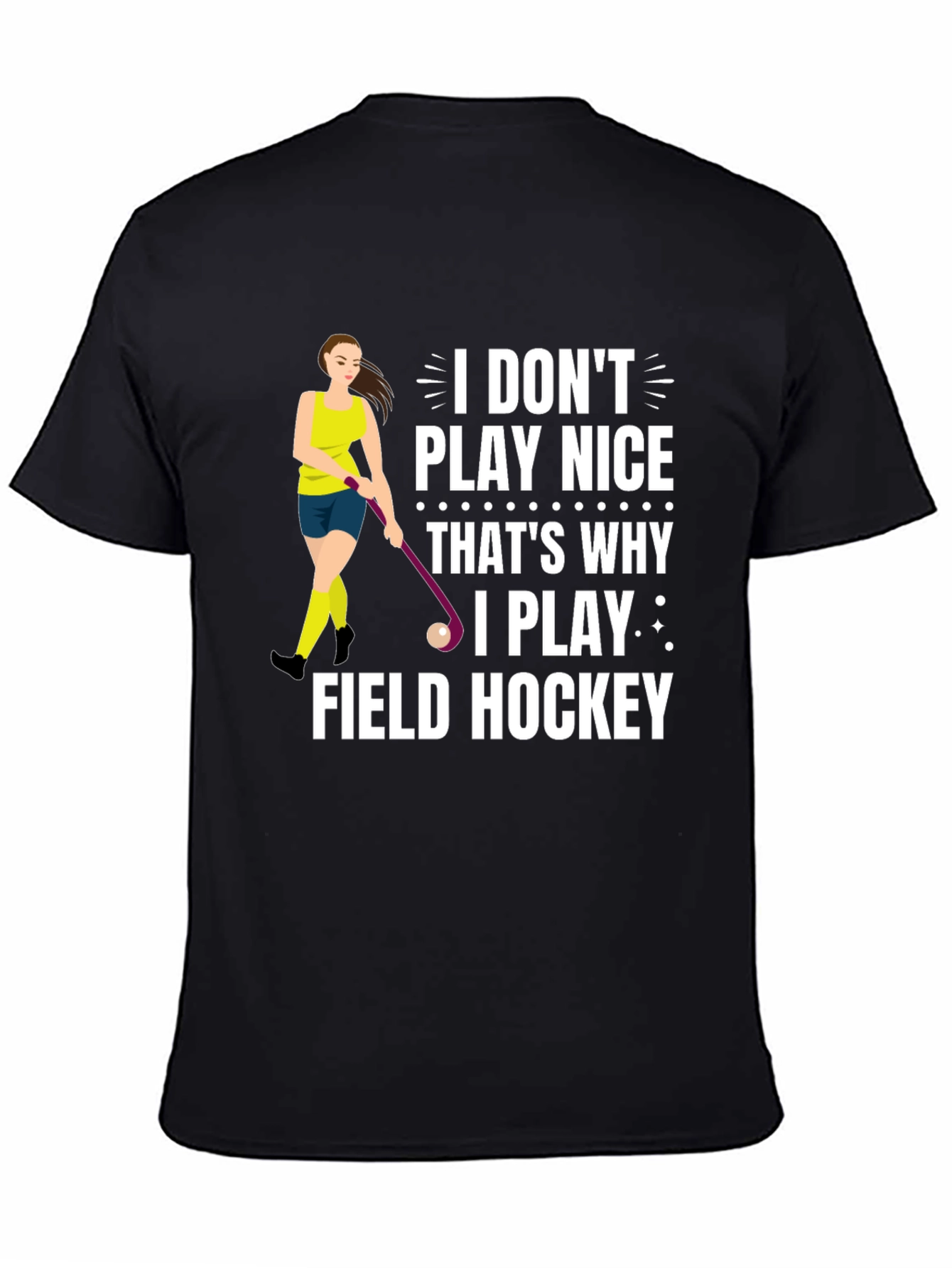Black Funny Field Hockey T-Shirt view 4