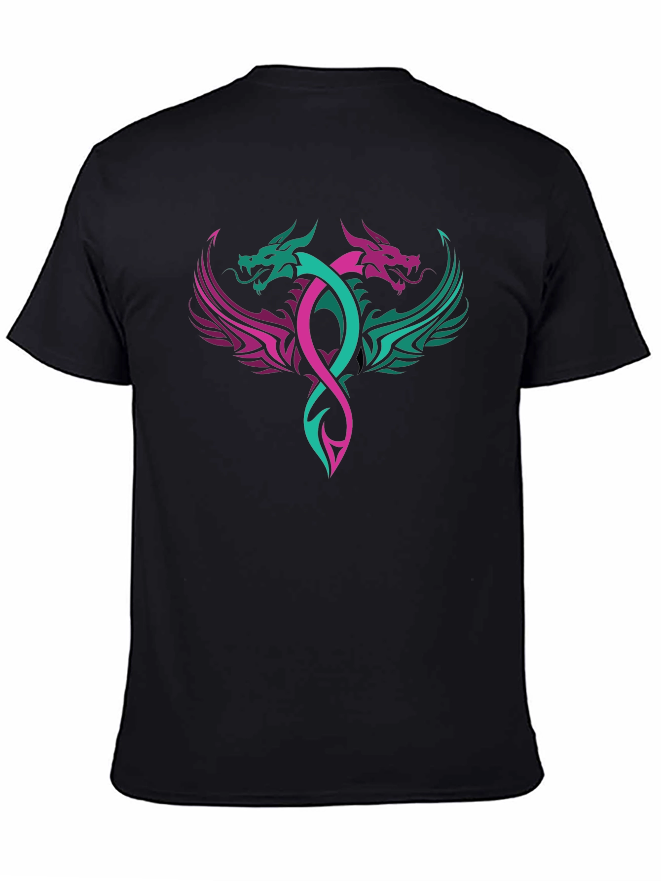 Black Dual Dragon Graphic Tee - Edgy Style view 4