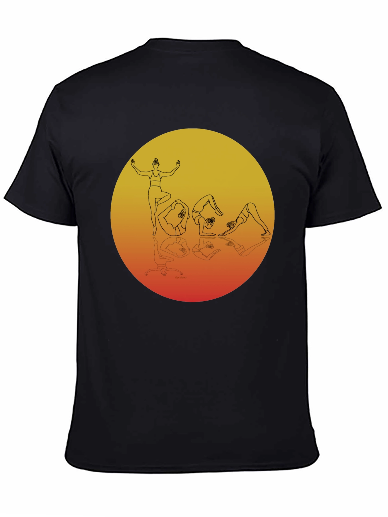 Black Yoga Pose Graphic Print Black T-Shirt view 4