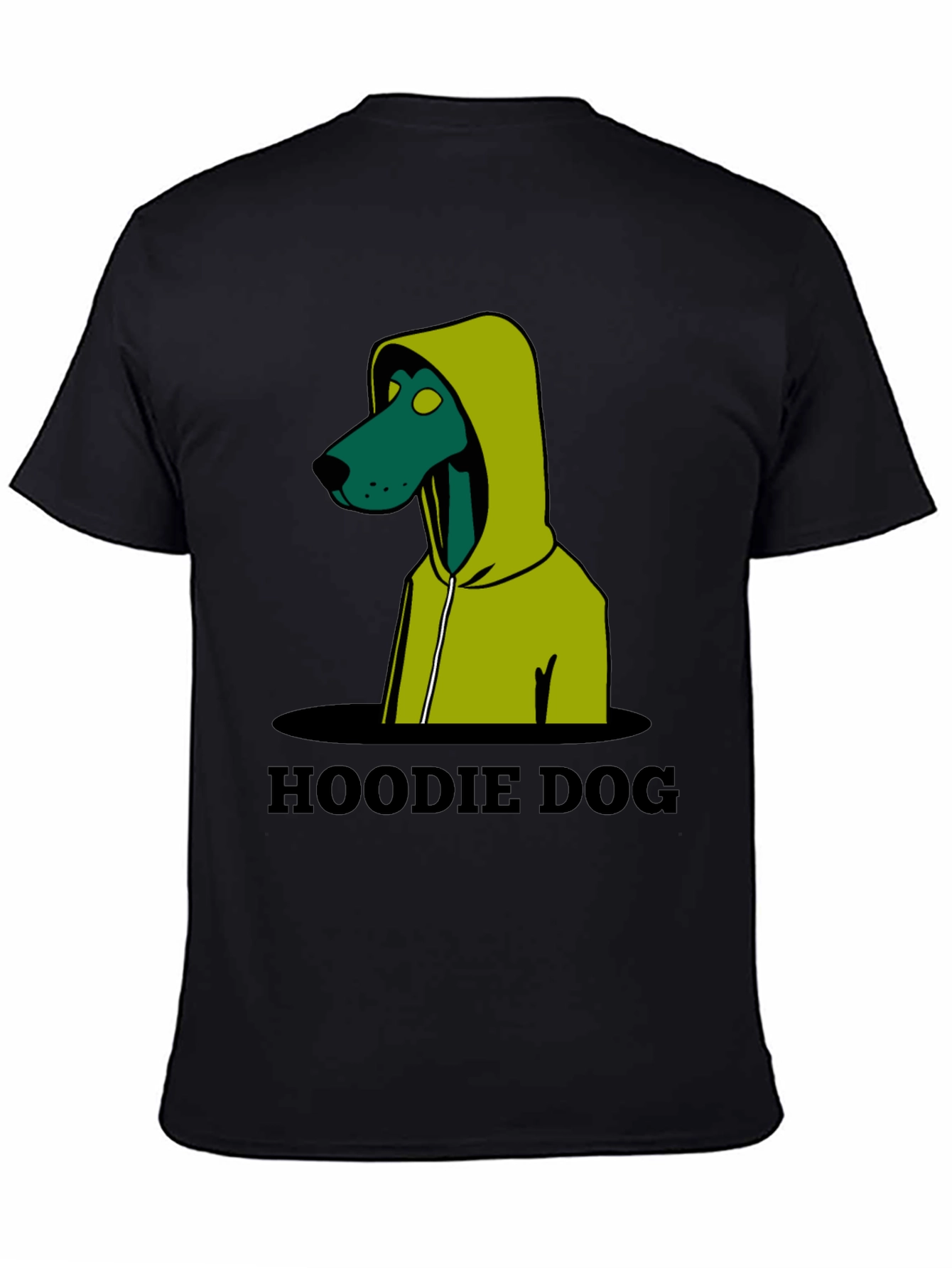 Black Hoodie Dog Graphic T-Shirt - Unique Design view 4