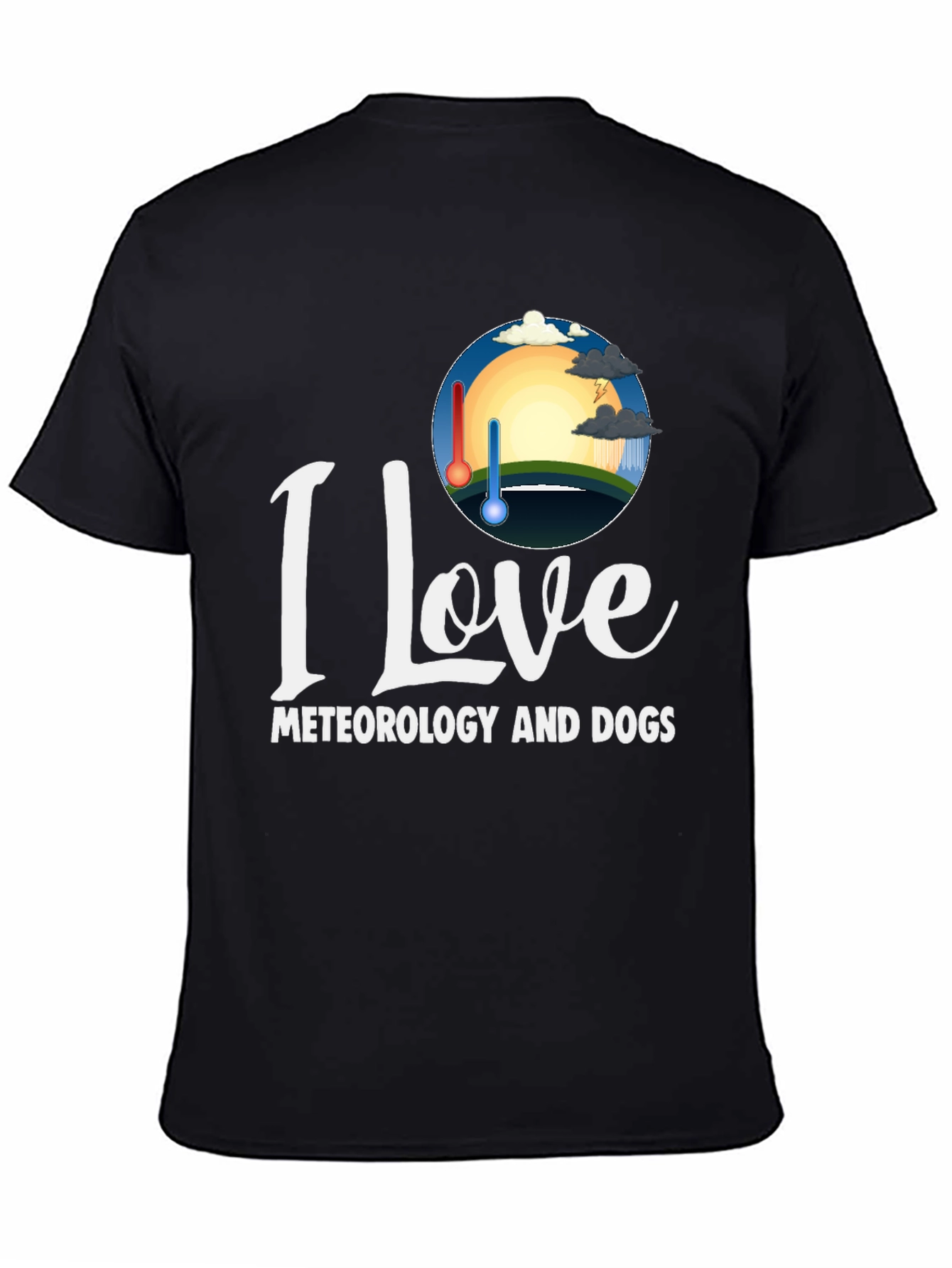 Black I Love Meteorology and Dogs T-Shirt view 4