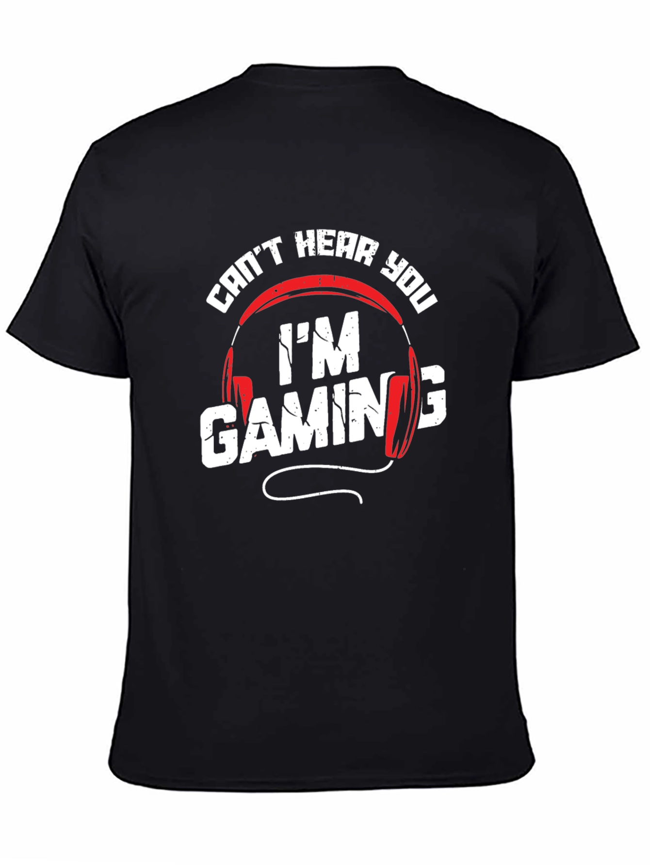 Black Gaming Headset T-Shirt: Can't Hear You I'm Gaming Black Tee view 4