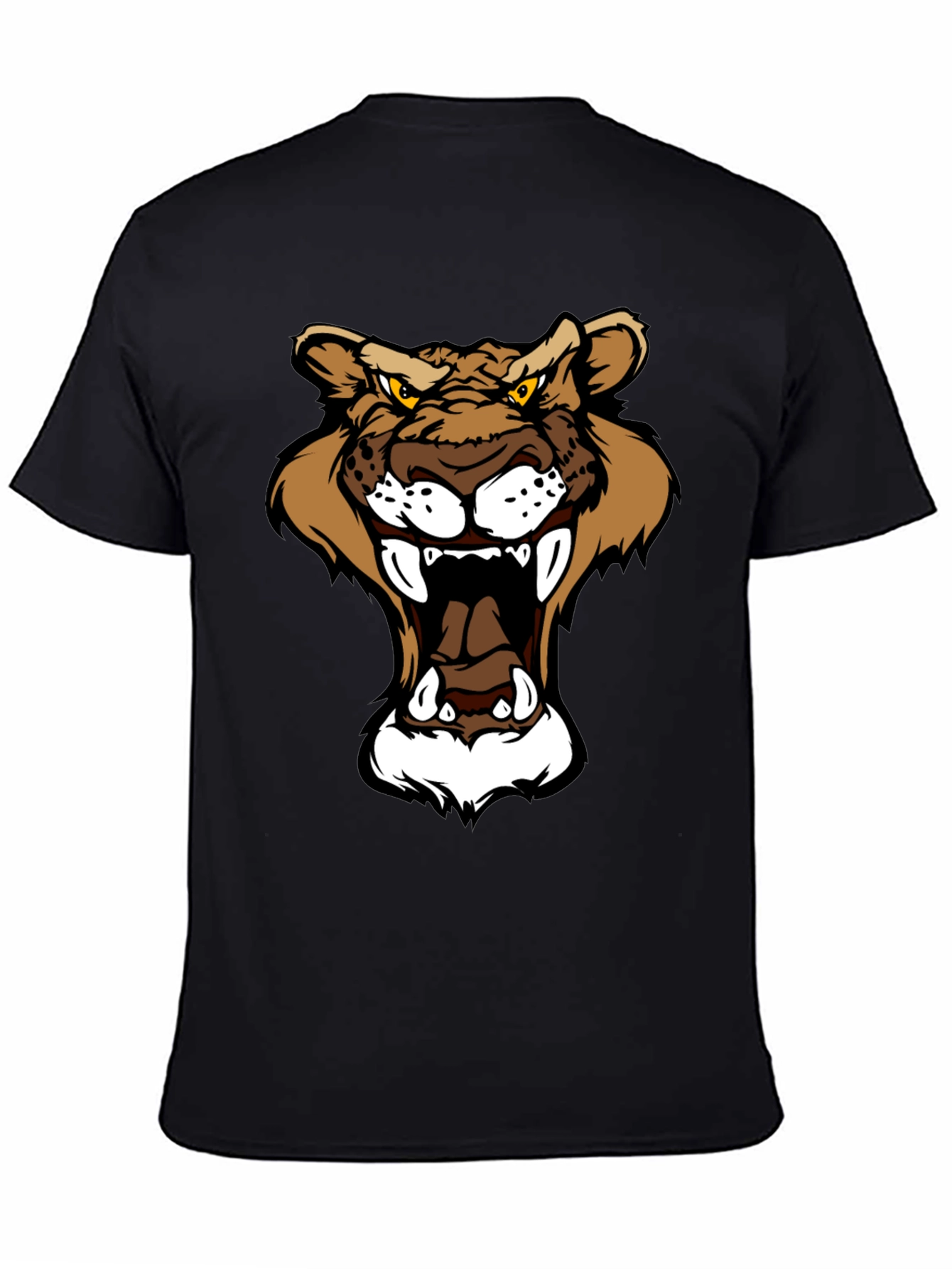 Black Roaring Mountain Lion Graphic T-Shirt view 4