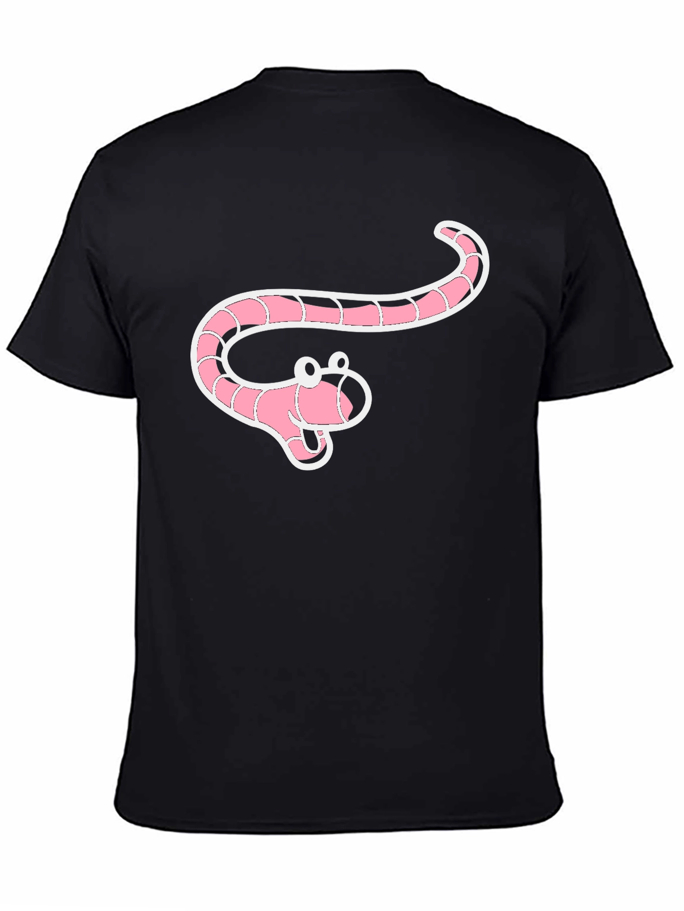 Black Cartoon Worm Graphic Black T-Shirt view 4