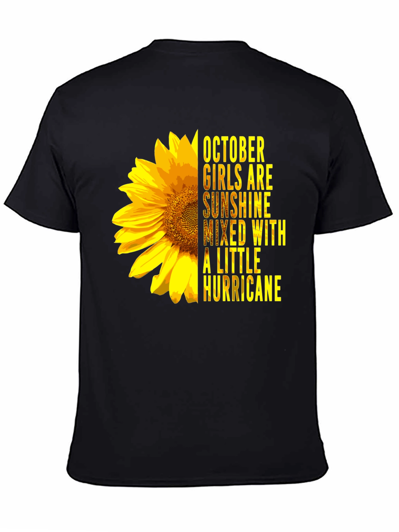 Black October Girl Sunflower Graphic Tee - Black view 4