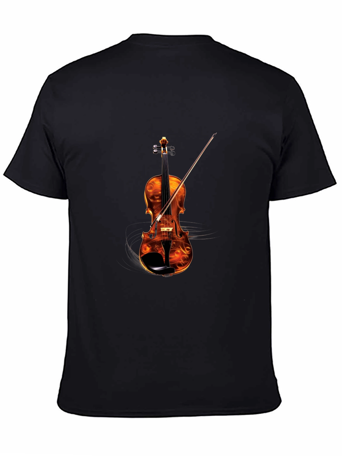 Black Fiery Violin Graphic Tee - Musician's Statement Shirt view 4