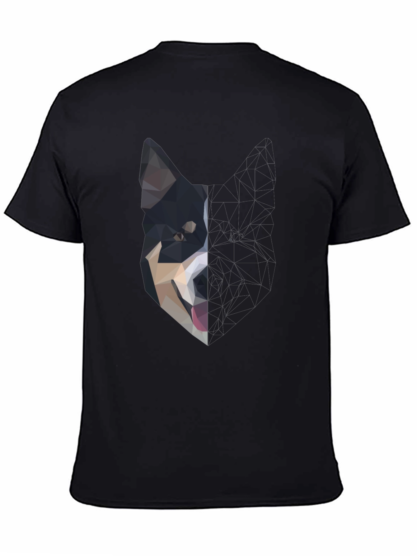 Black Abstract Dog Graphic Black T-Shirt view 4