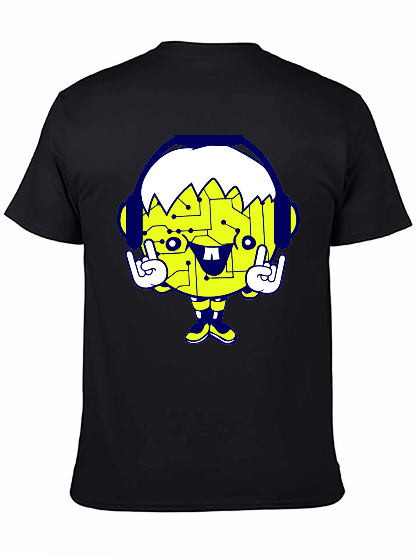 Black Cool Cartoon Graphic Black T-Shirt view 4