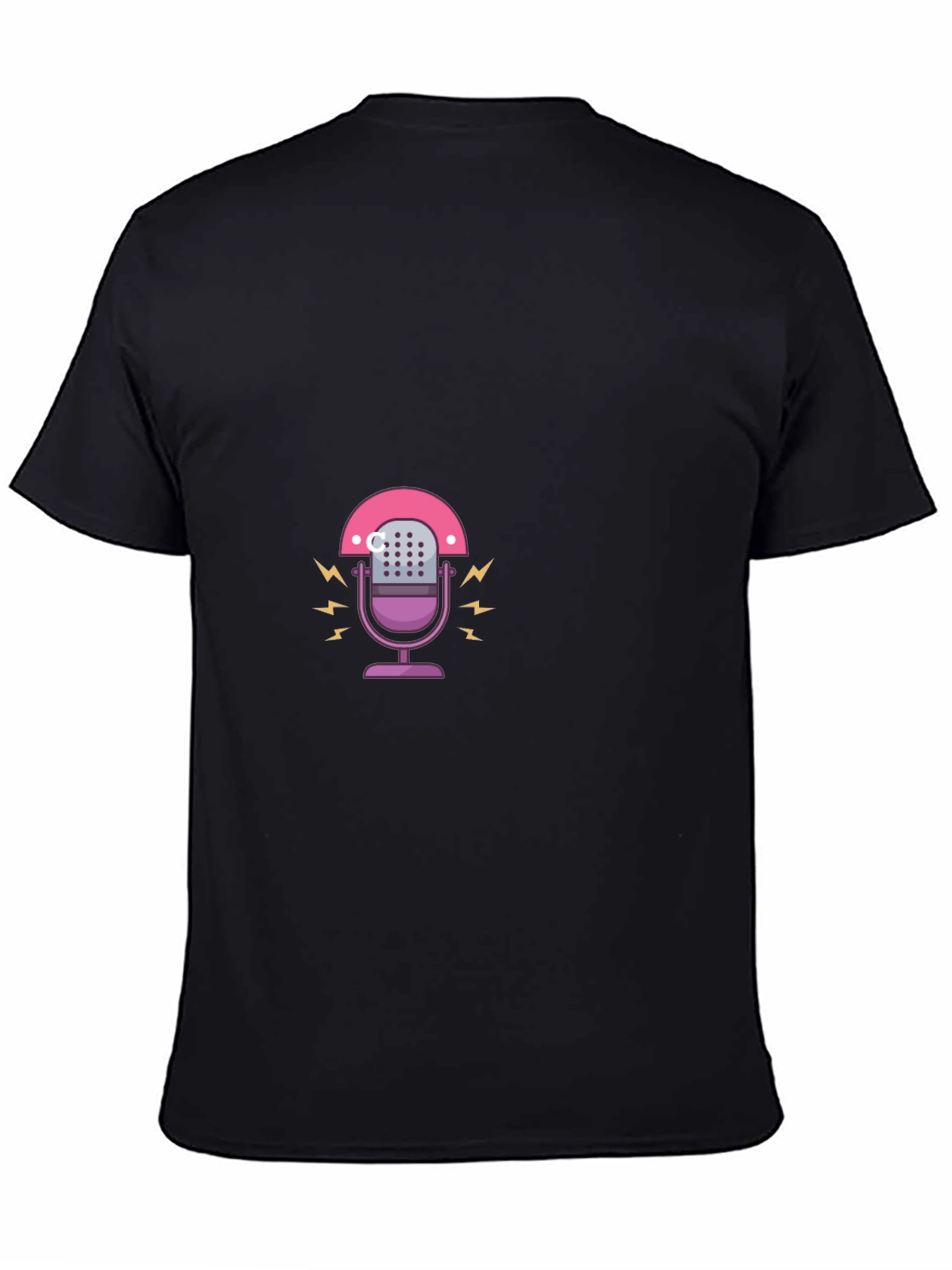 Black Retro Podcast Microphone Graphic Tee - Black view 4