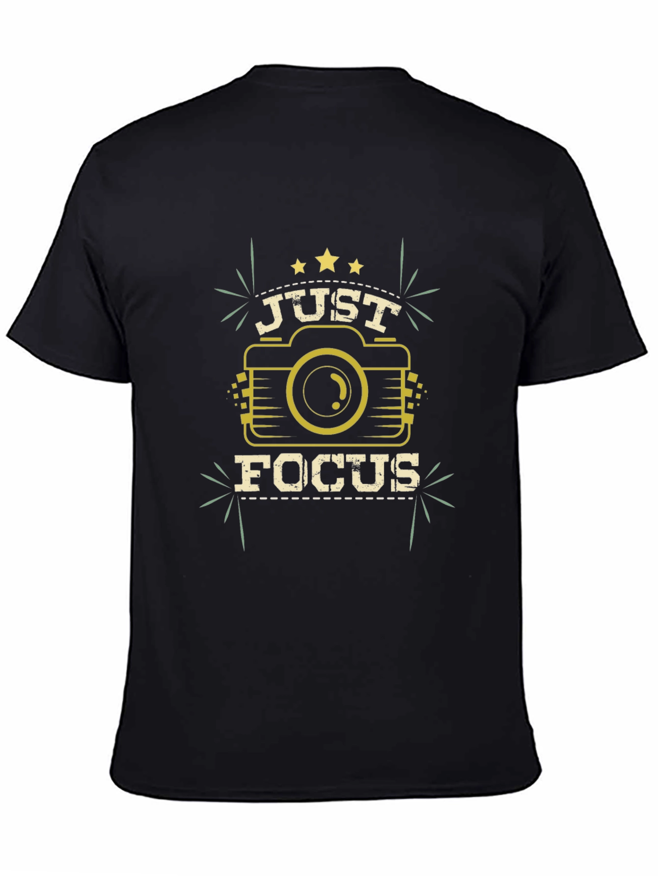 Black Just Focus Camera Graphic T-Shirt view 4