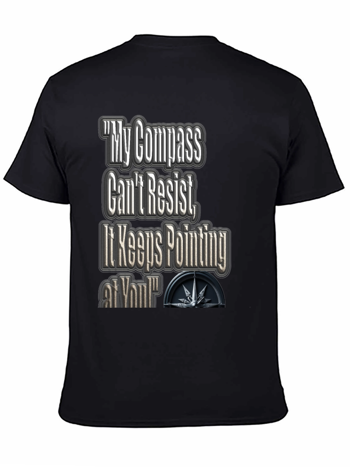 Black Compass Pointing Graphic T-Shirt view 4