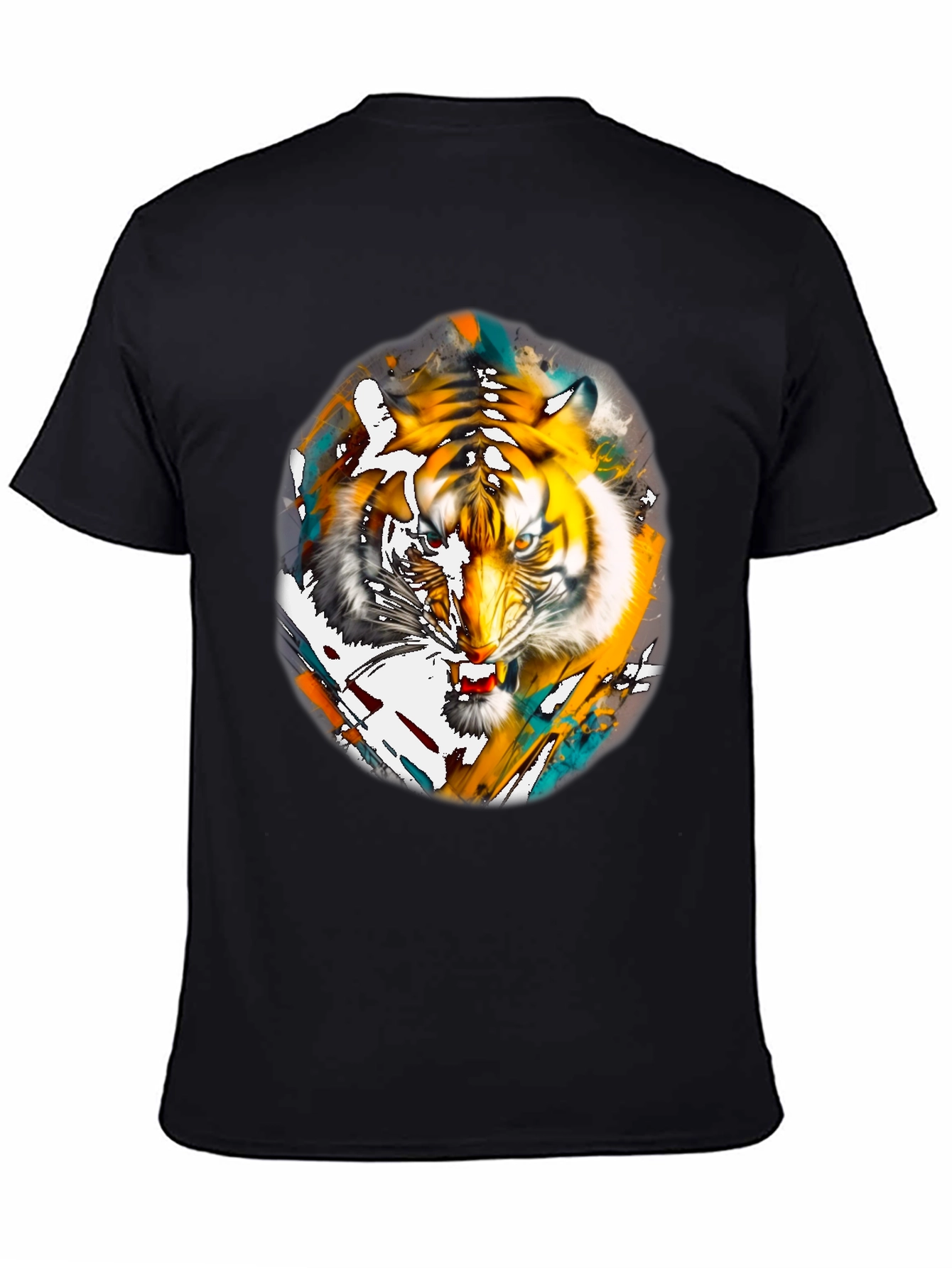 Black Tiger Graphic Print Black T-Shirt view 4