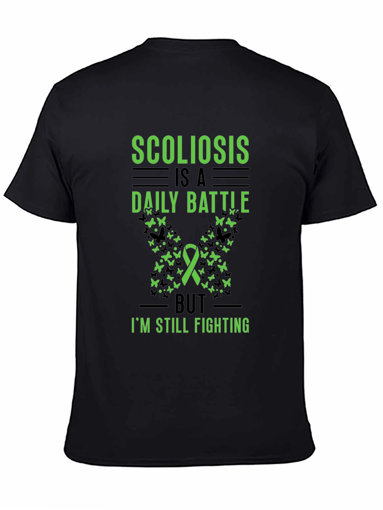 Black Scoliosis Awareness T-Shirt - Daily Battle Fighter view 4