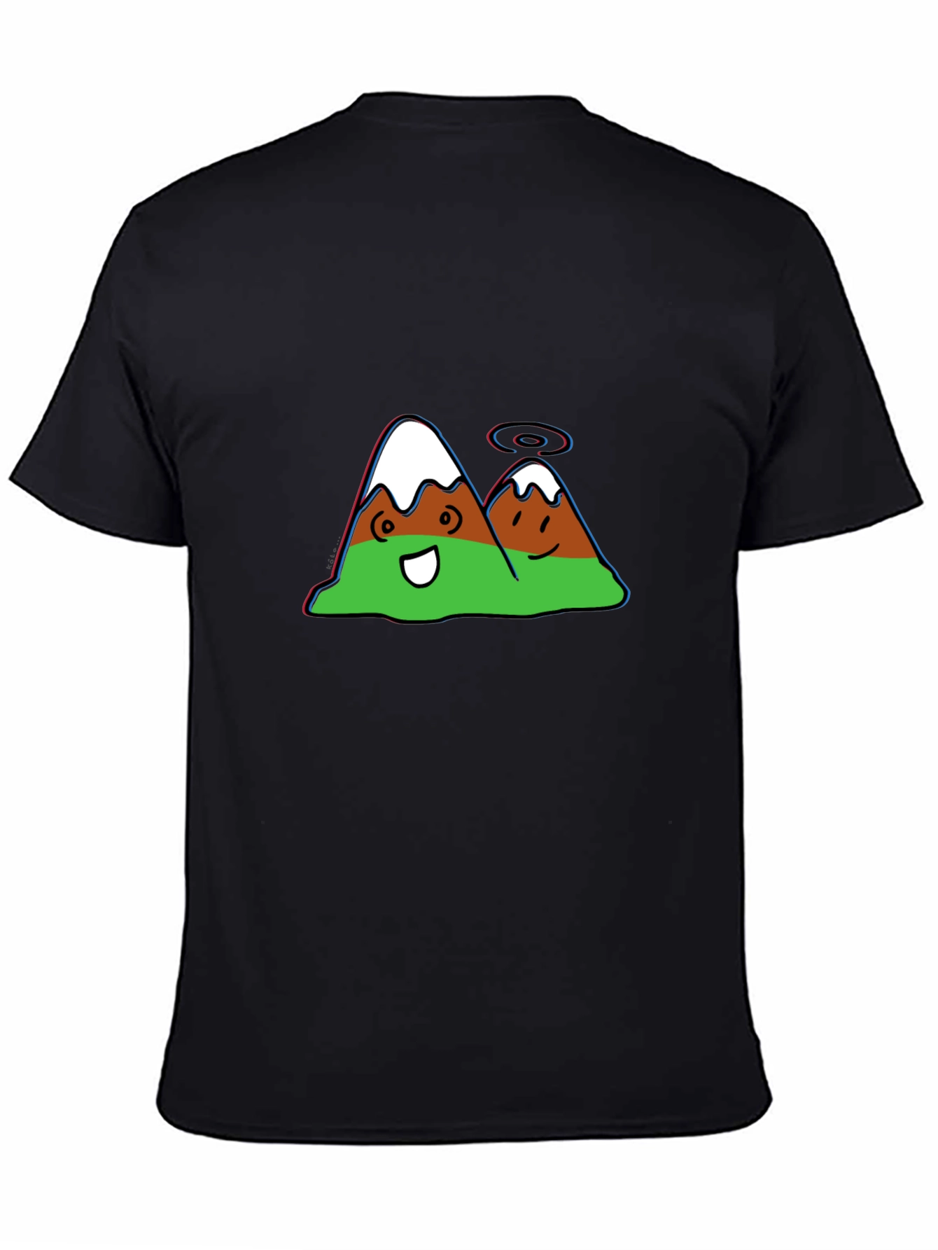 Black Cartoon Mountain Graphic Black Tee view 4