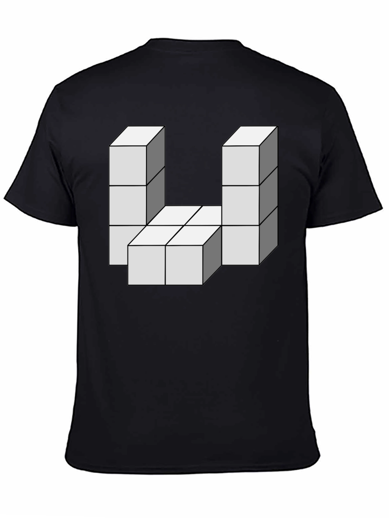 Black Optical Illusion Block Graphic Tee view 4