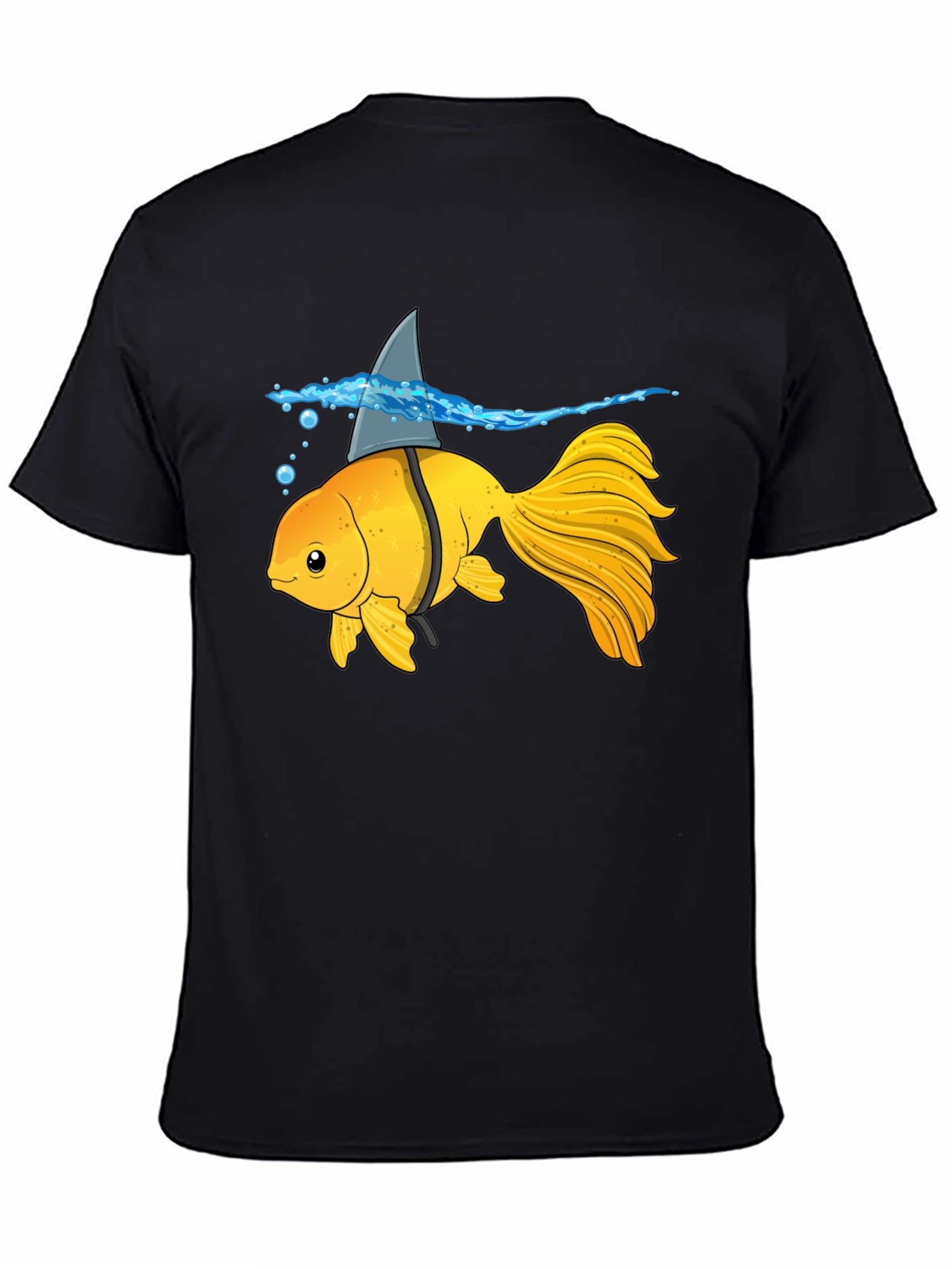 Black Goldfish Shark Fin Humor T-Shirt view 4
