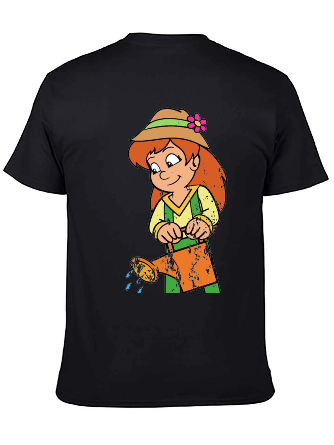 Black Cartoon Gardener Graphic T-Shirt view 4