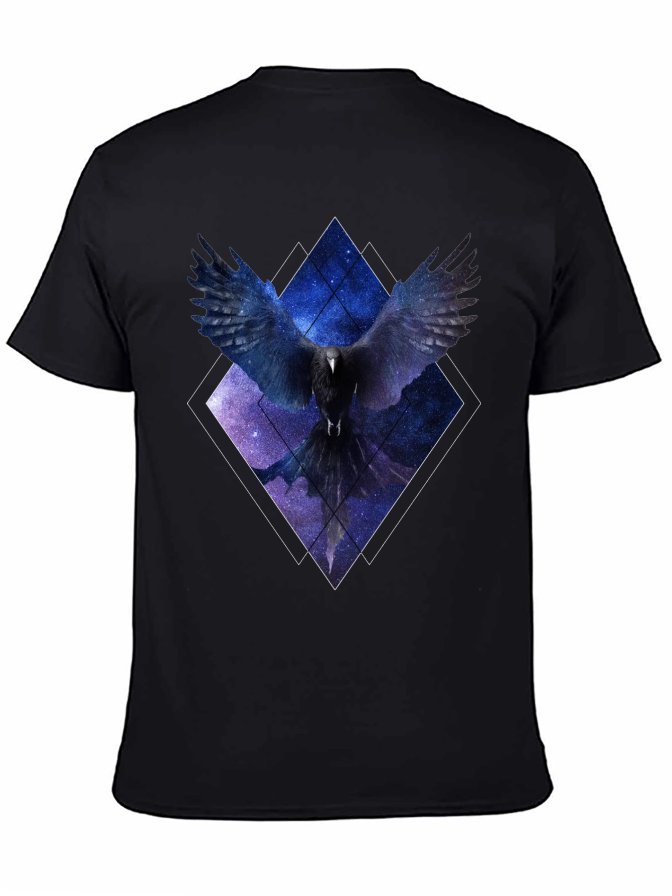 Black Cosmic Raven Graphic Tee - Unisex Black T-Shirt view 4
