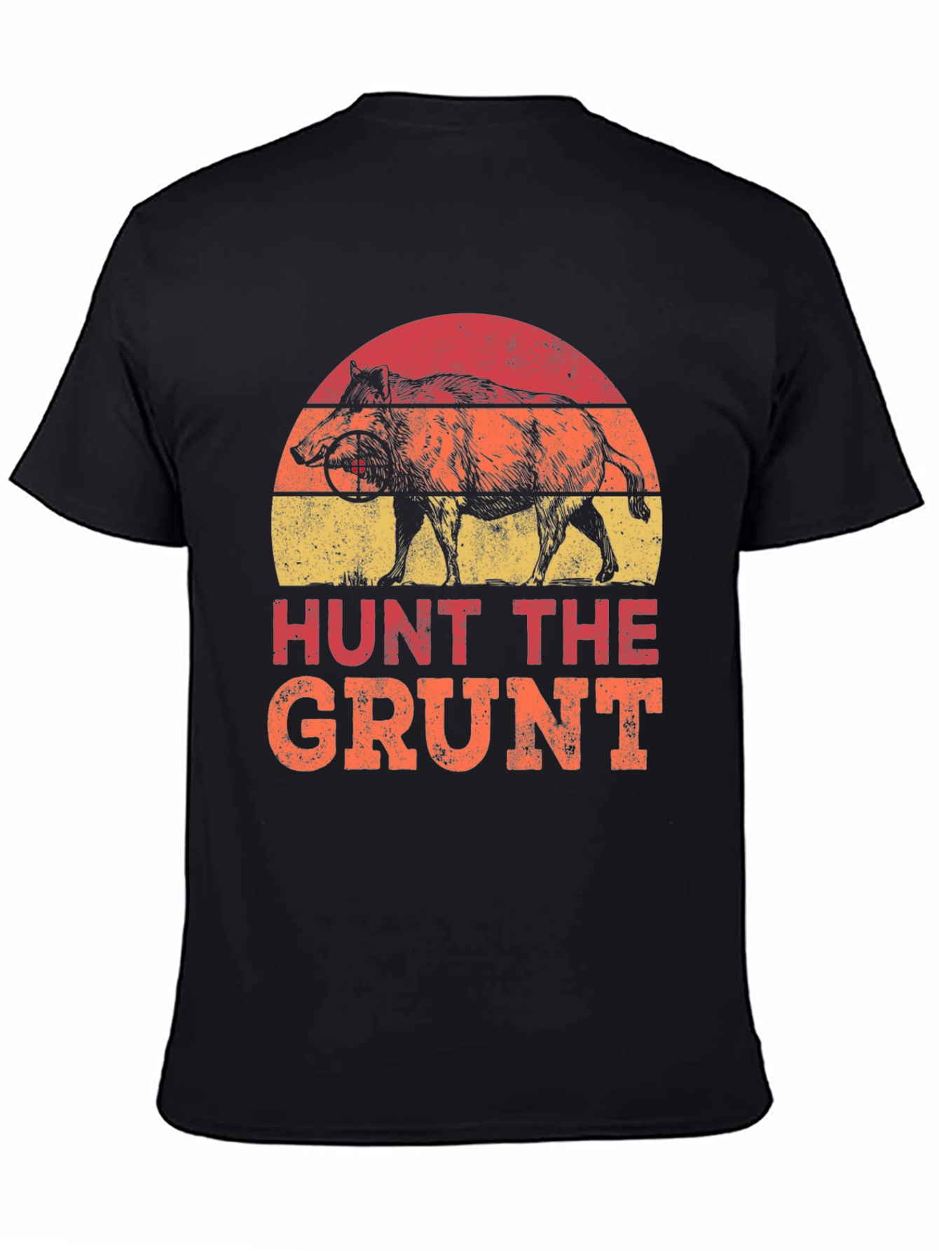 Black Hunt the Grunt T-Shirt - Wild Boar Hunter Tee view 4