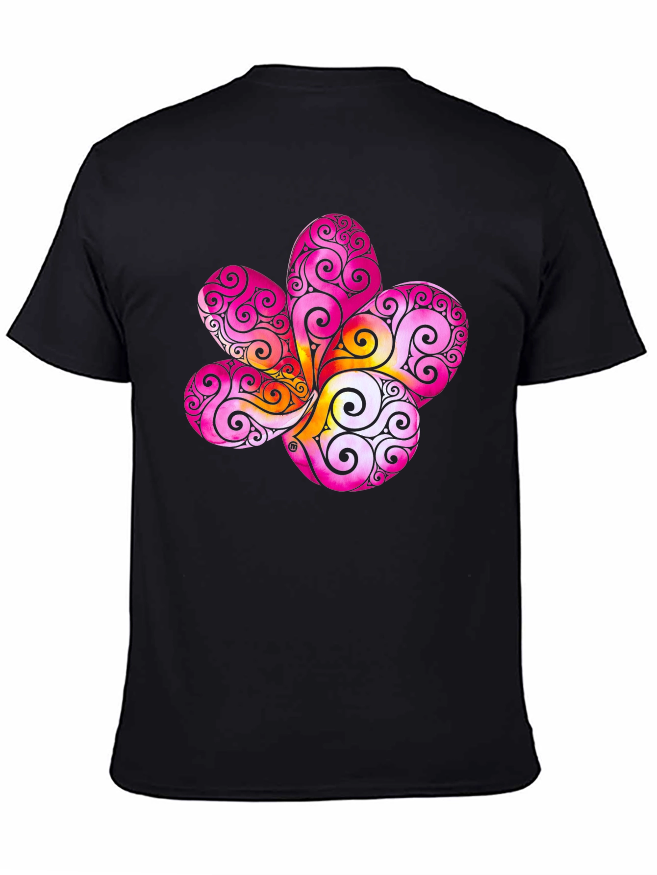 Black Floral Swirl Graphic Black T-Shirt view 4