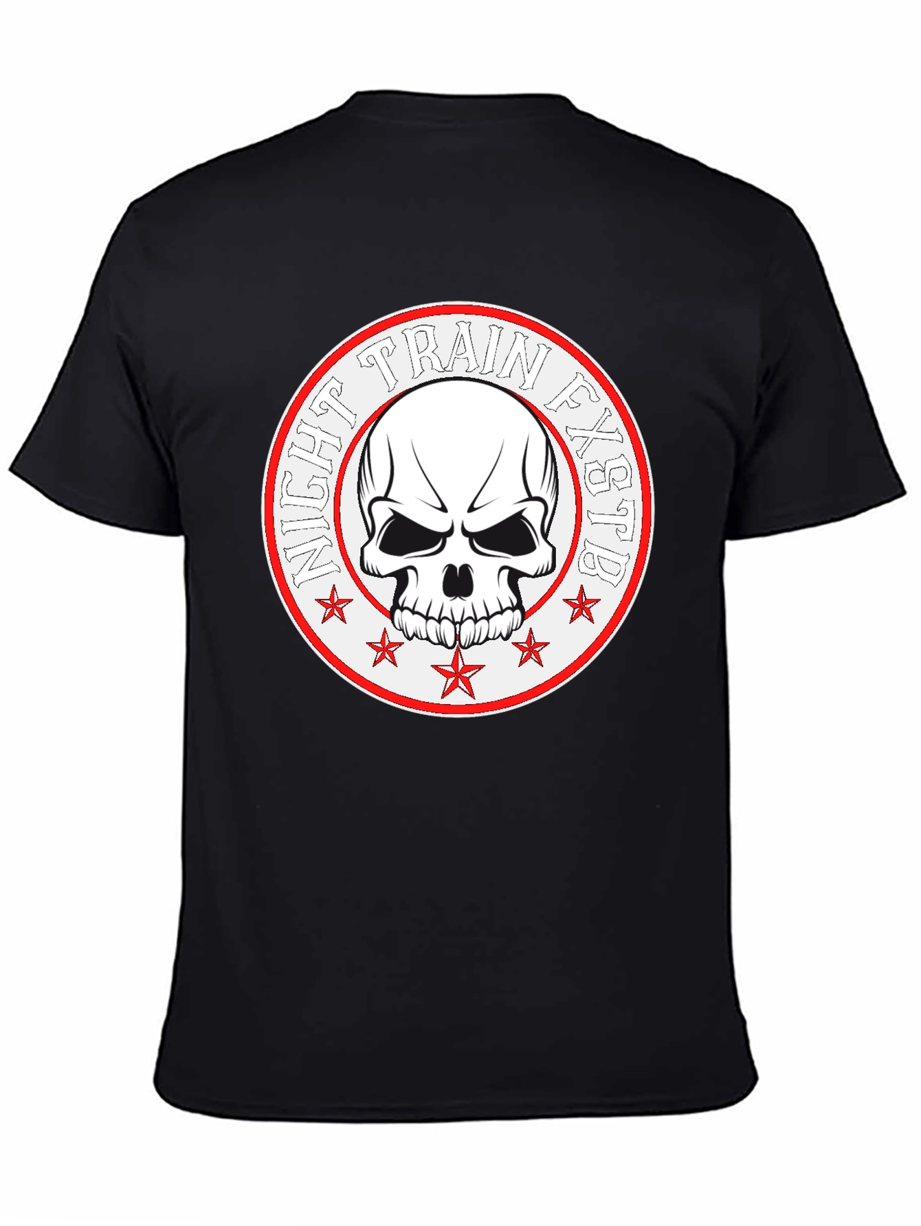 Black Night Train FXSTB Skull Graphic T-Shirt view 4