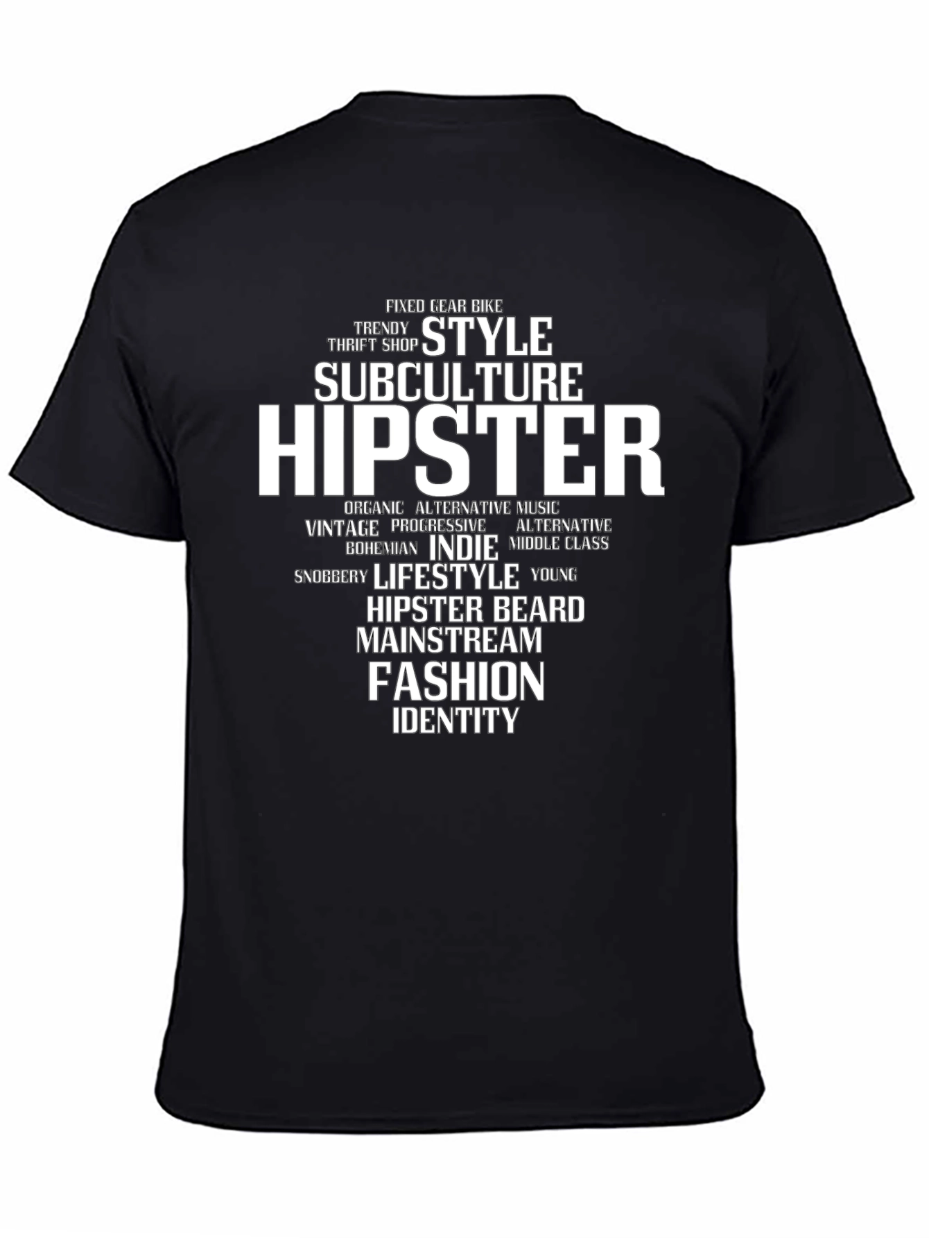 Black Hipster Word Cloud Graphic Tee view 4