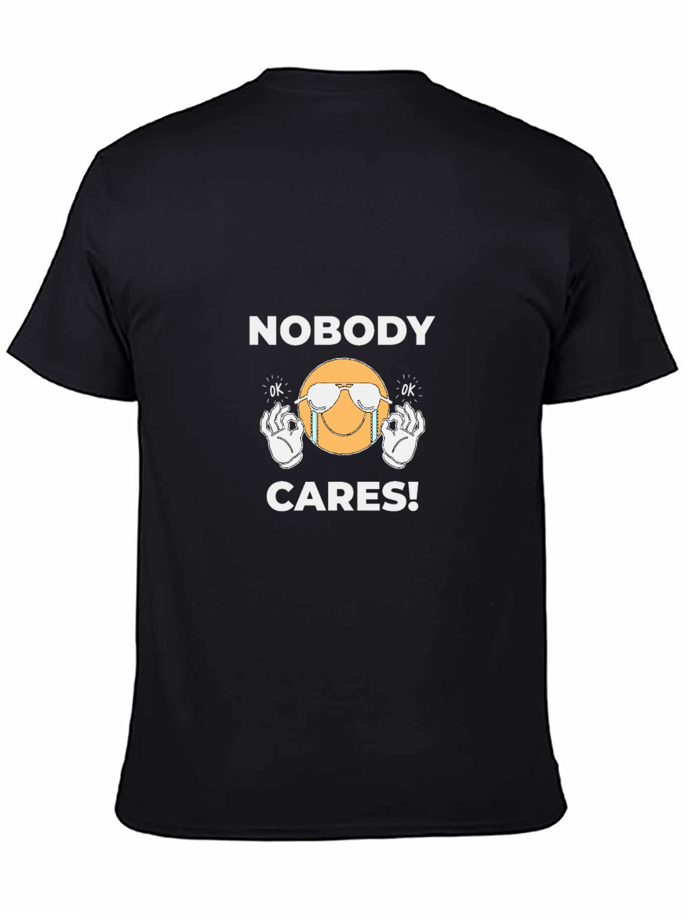 Black Nobody Cares T-Shirt - Funny Graphic Tee view 4