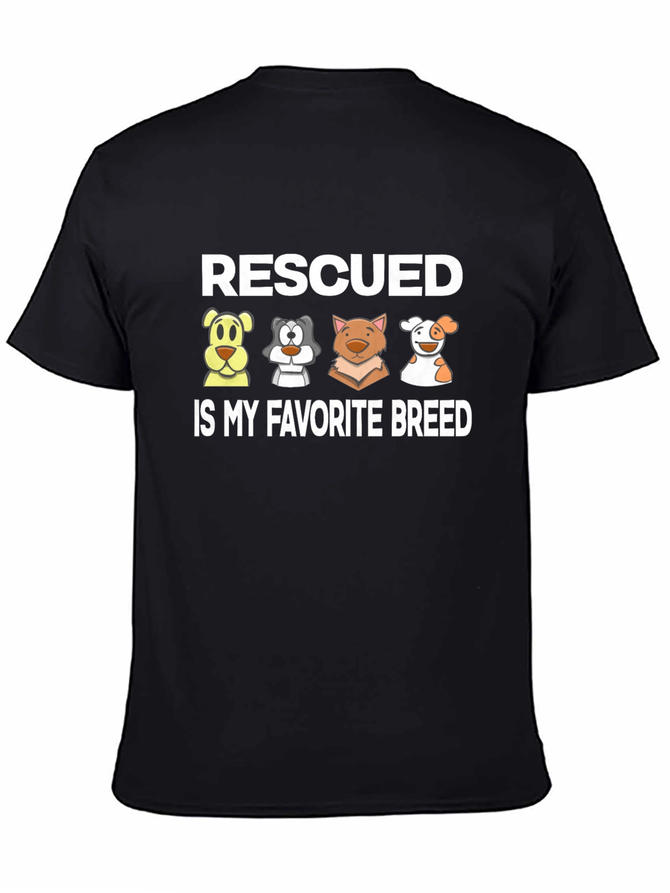 Black Rescued Is My Favorite Breed T-Shirt view 4