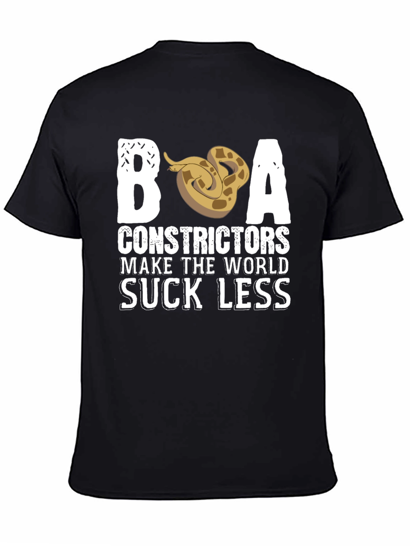 Black Boa Constrictors Make the World Suck Less T-Shirt view 4