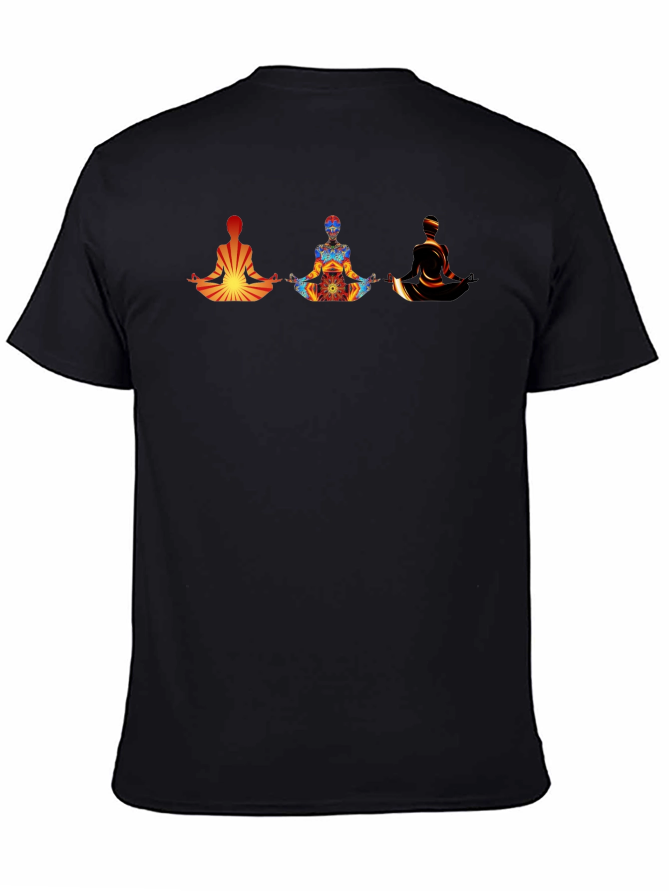 Black Meditating Figures Graphic Tee - Men's Black T-Shirt view 4