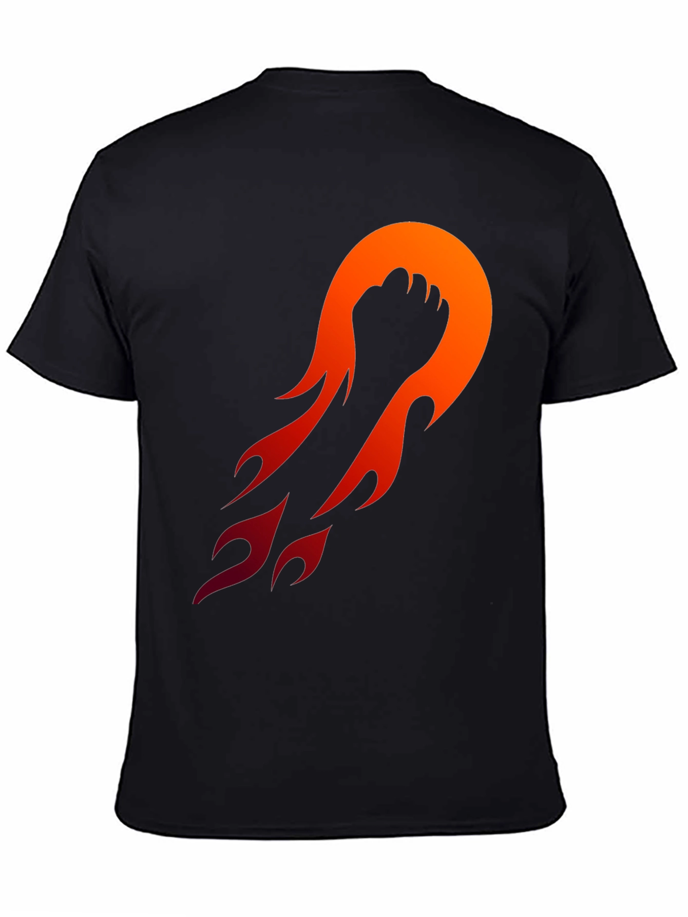 Black Fiery Fist Graphic Tee - Black Cotton Blend view 4
