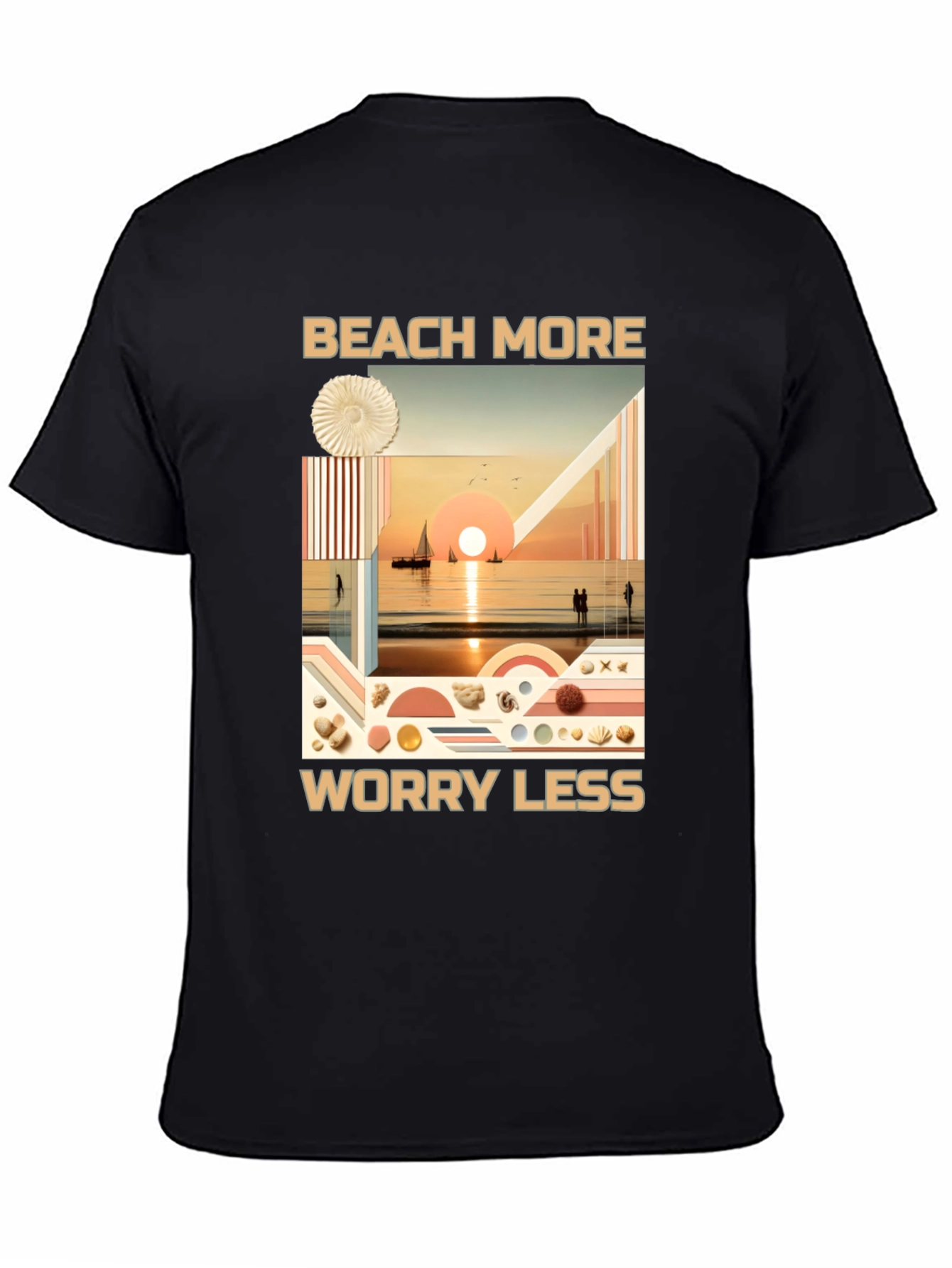 Black Beach More Worry Less Graphic Tee view 4