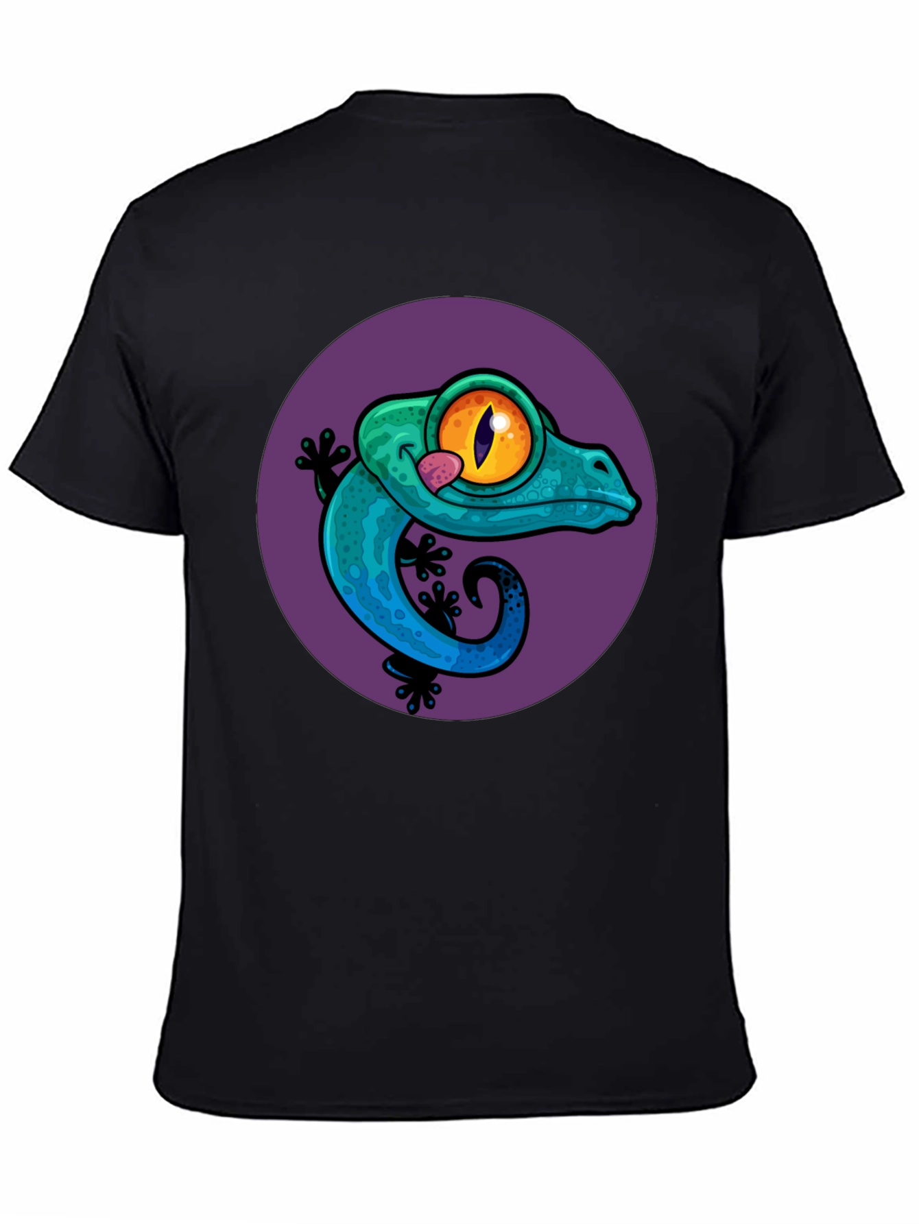 Black Gecko Graphic Tee - Cool Lizard Design T-Shirt view 4