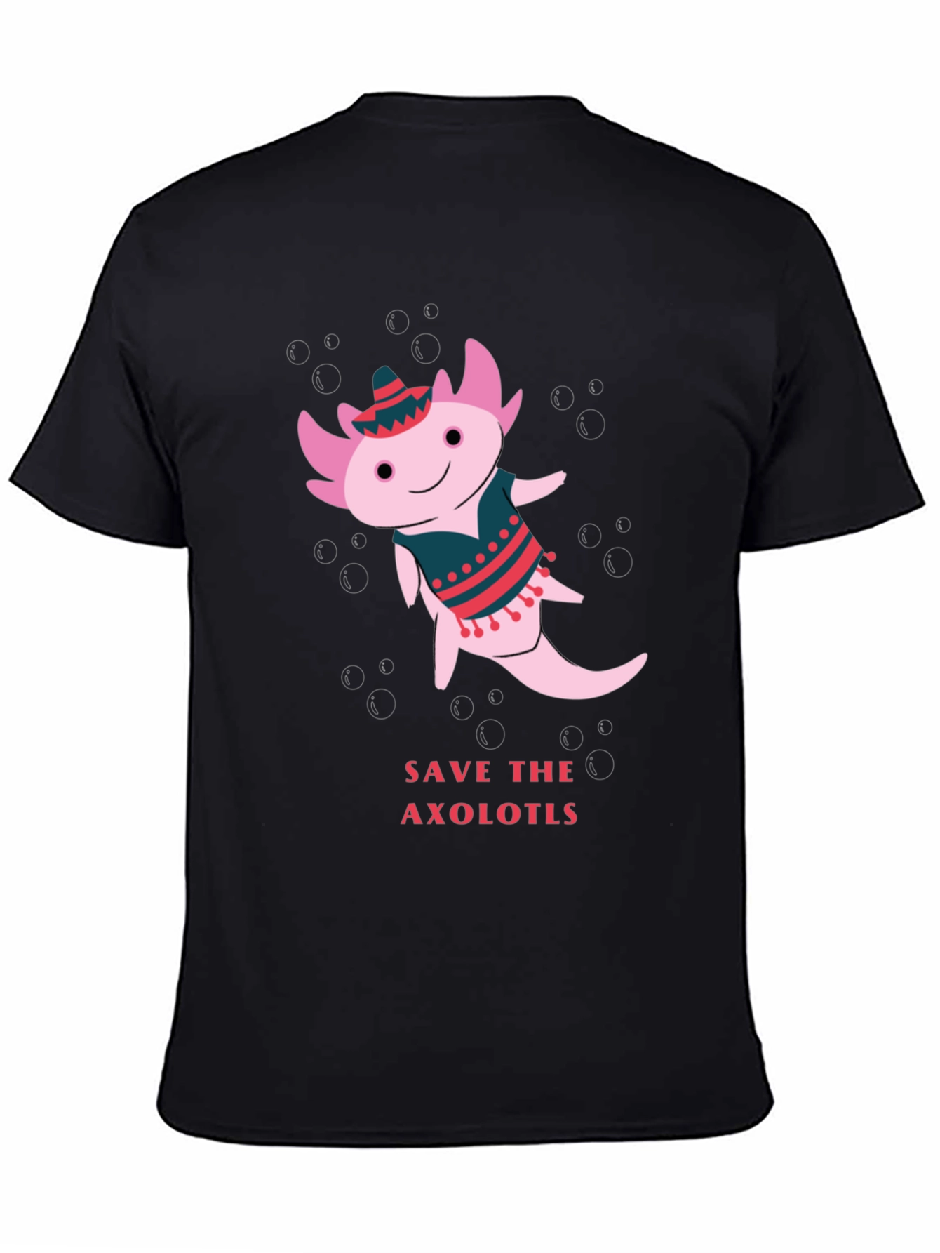 Black Save the Axolotls T-Shirt view 4