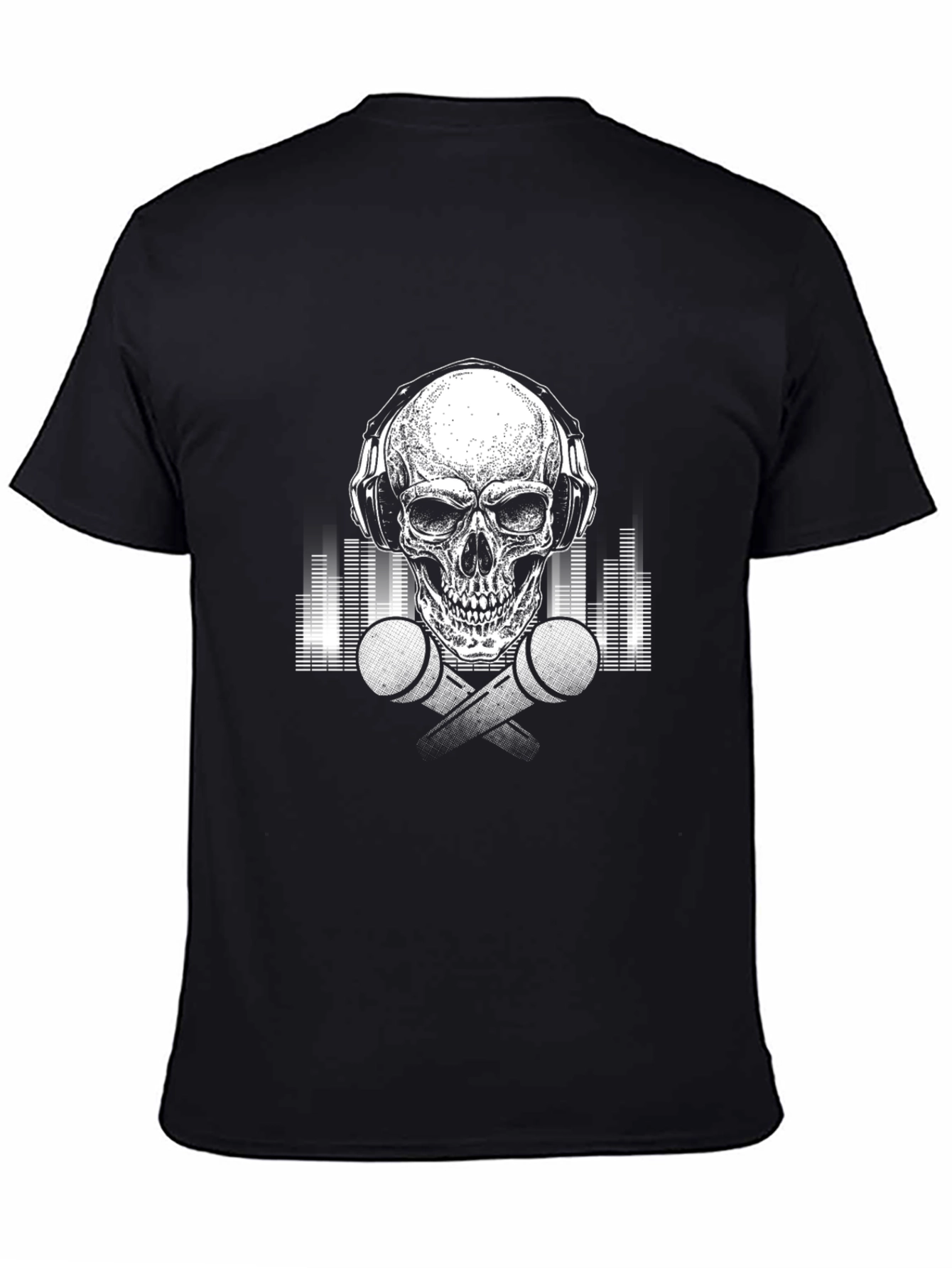 Black Skull DJ Graphic Tee - Black Cotton T-Shirt view 4