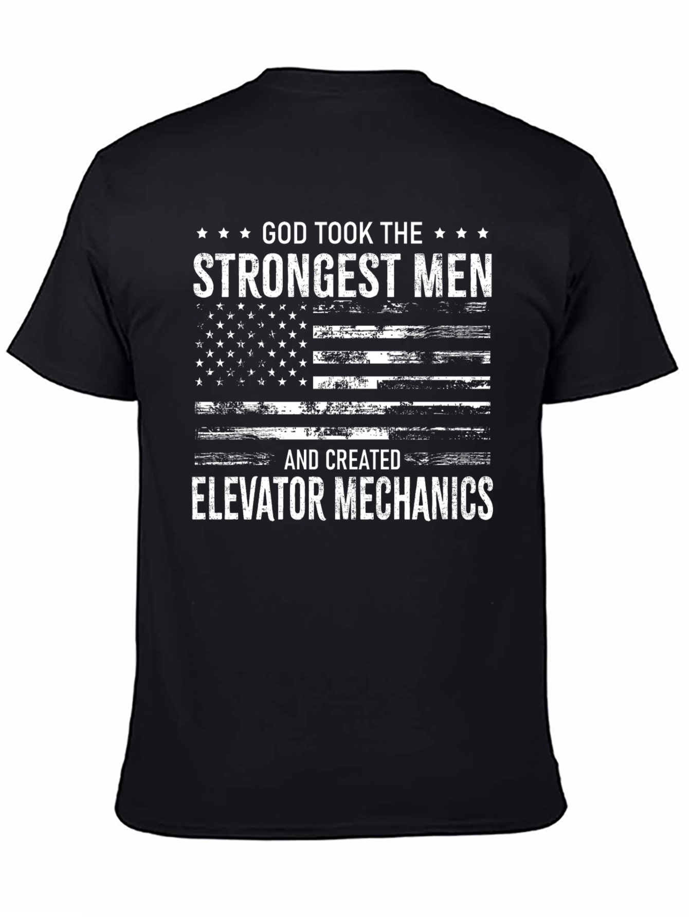 Black Elevator Mechanic T-Shirt - God Took the Strongest Men view 4