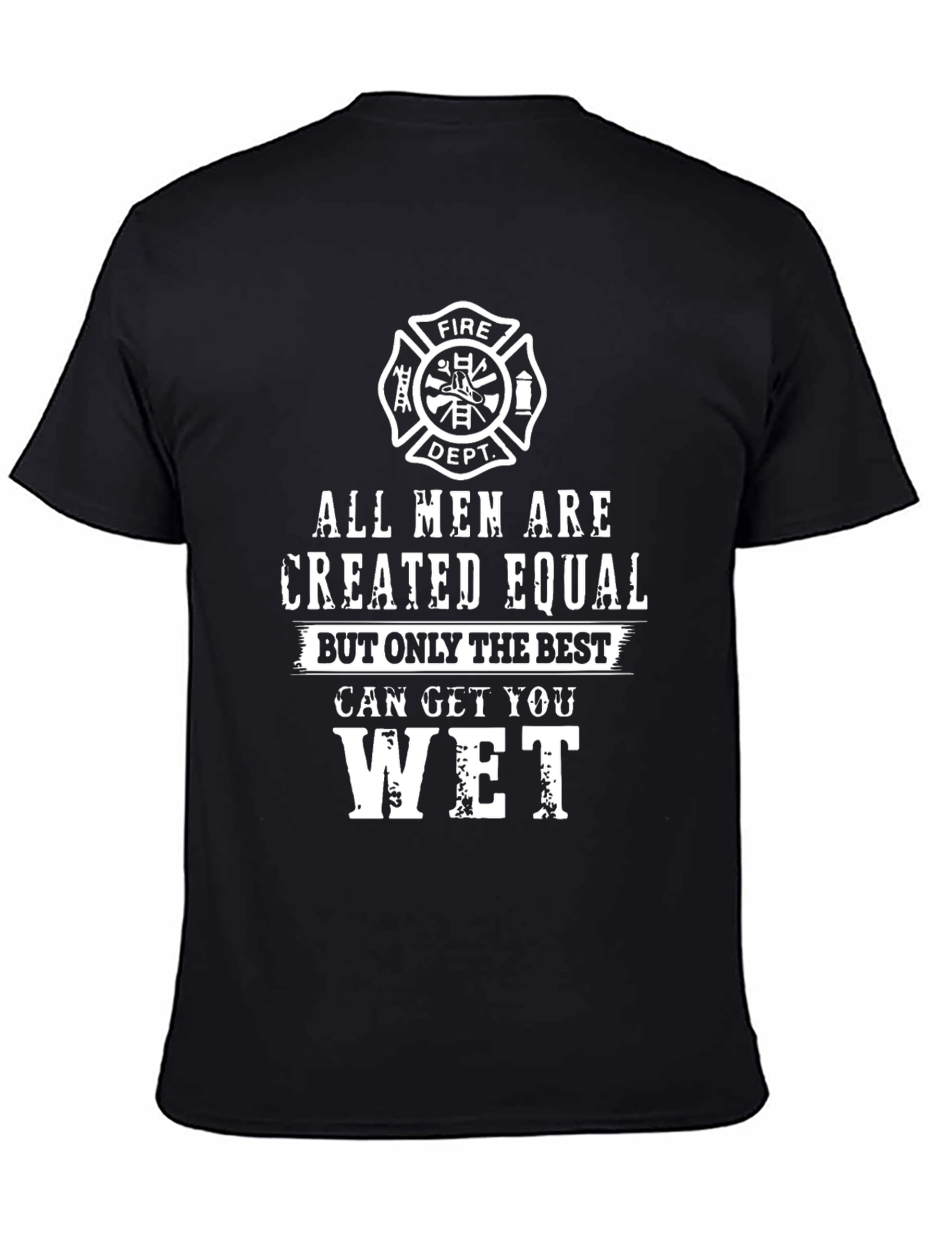 Black Firefighter T-Shirt - All Men Are Created Equal view 4