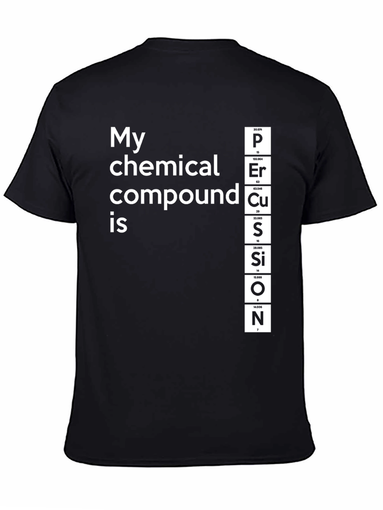 Black Periodic Table Elements Funny T-Shirt view 4