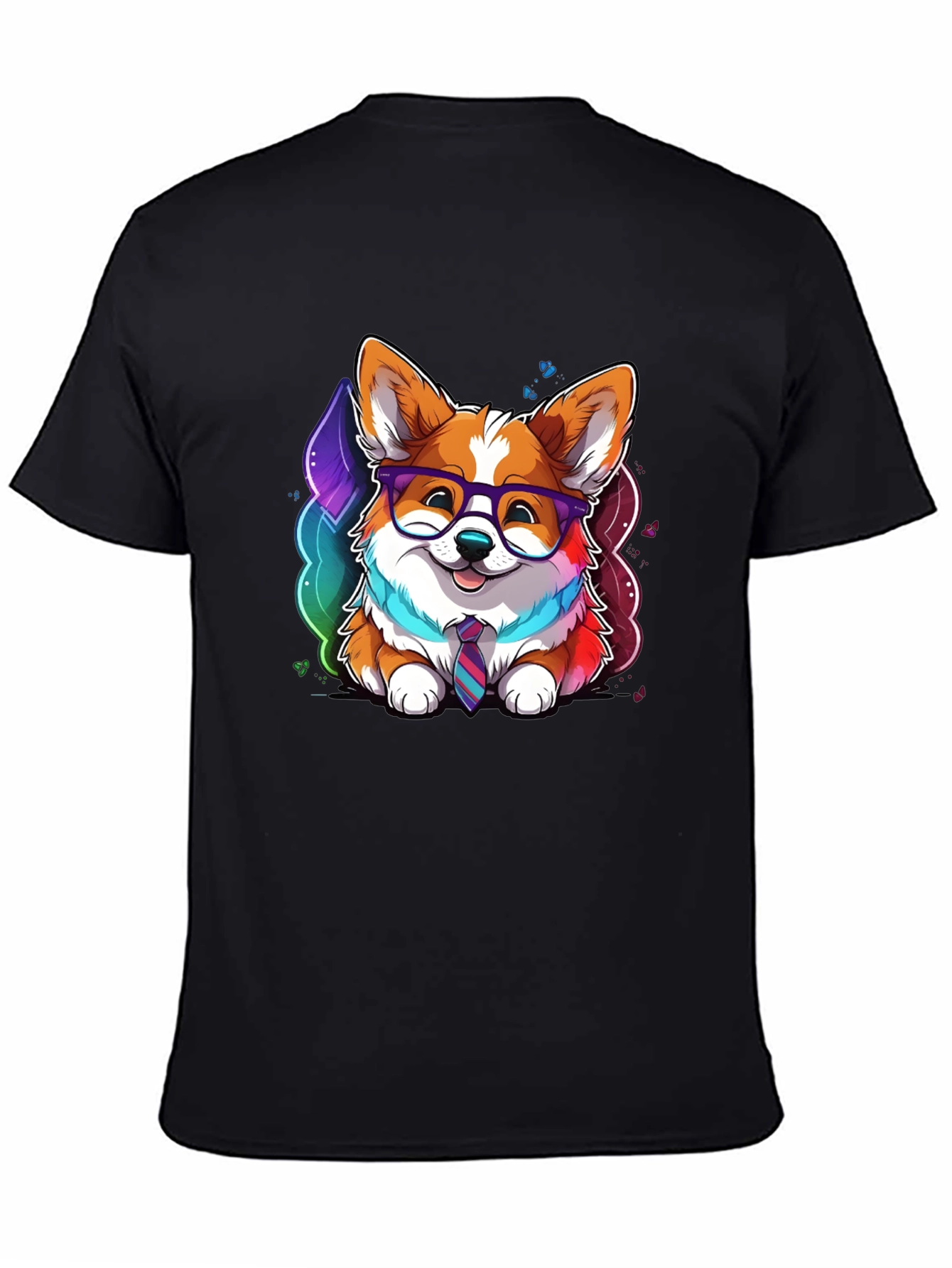 Black Corgi in Glasses T-Shirt view 4