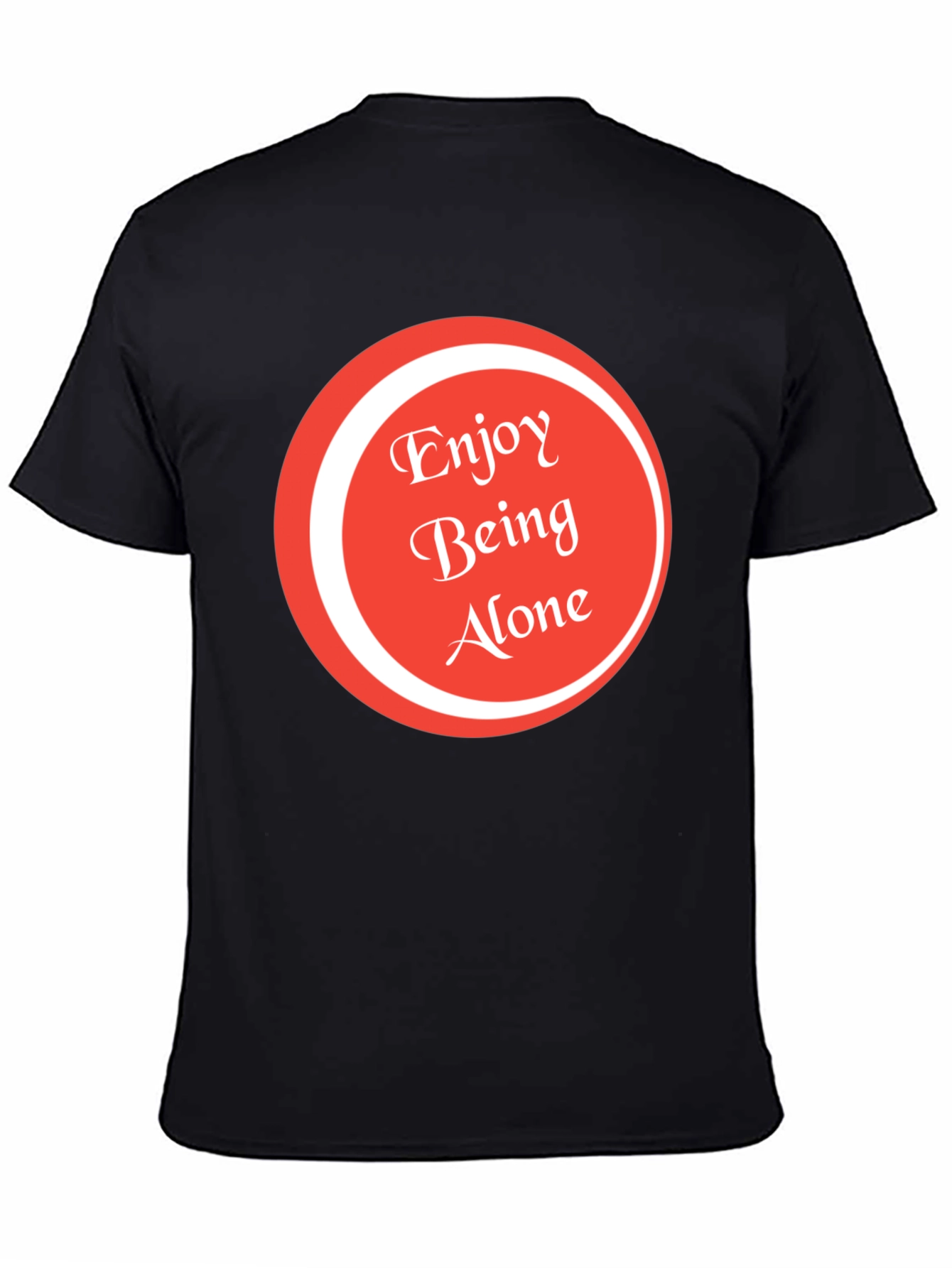 Black Enjoy Being Alone Graphic Tee - Soft Cotton view 4