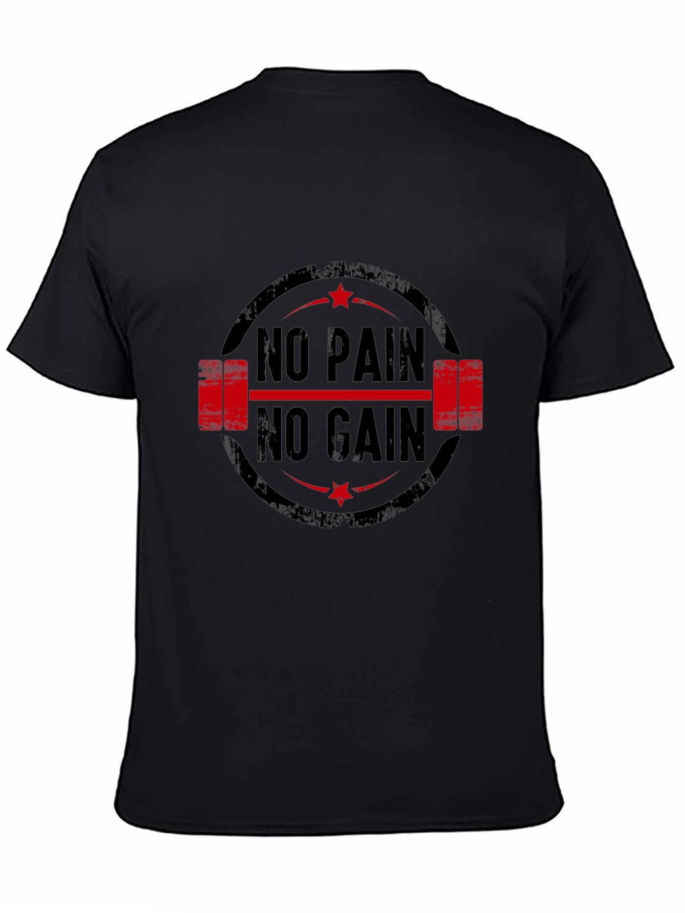 Black No Pain No Gain Gym T-Shirt view 4