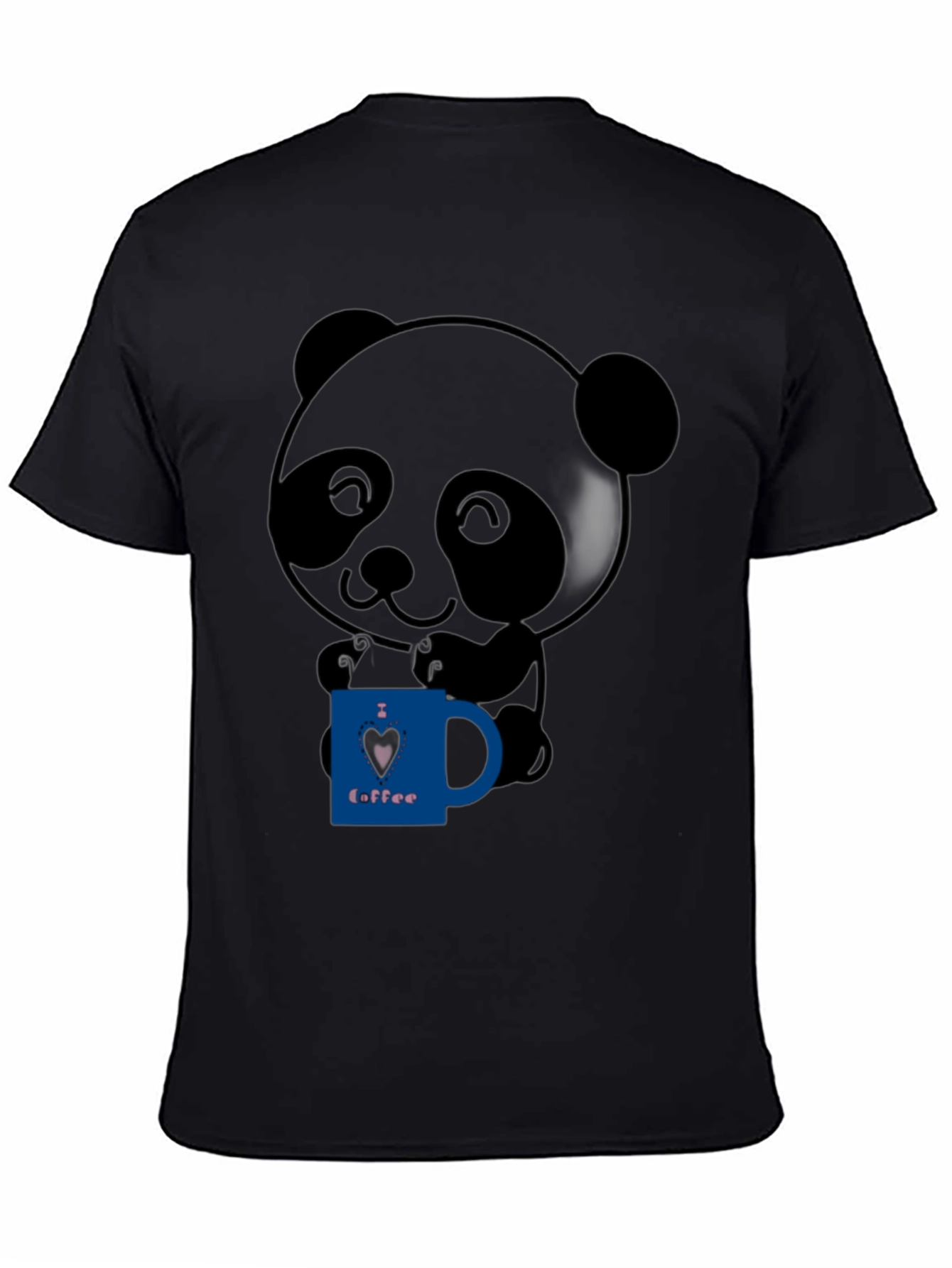 Black Cute Panda Bear I Love Coffee Graphic T-Shirt view 4