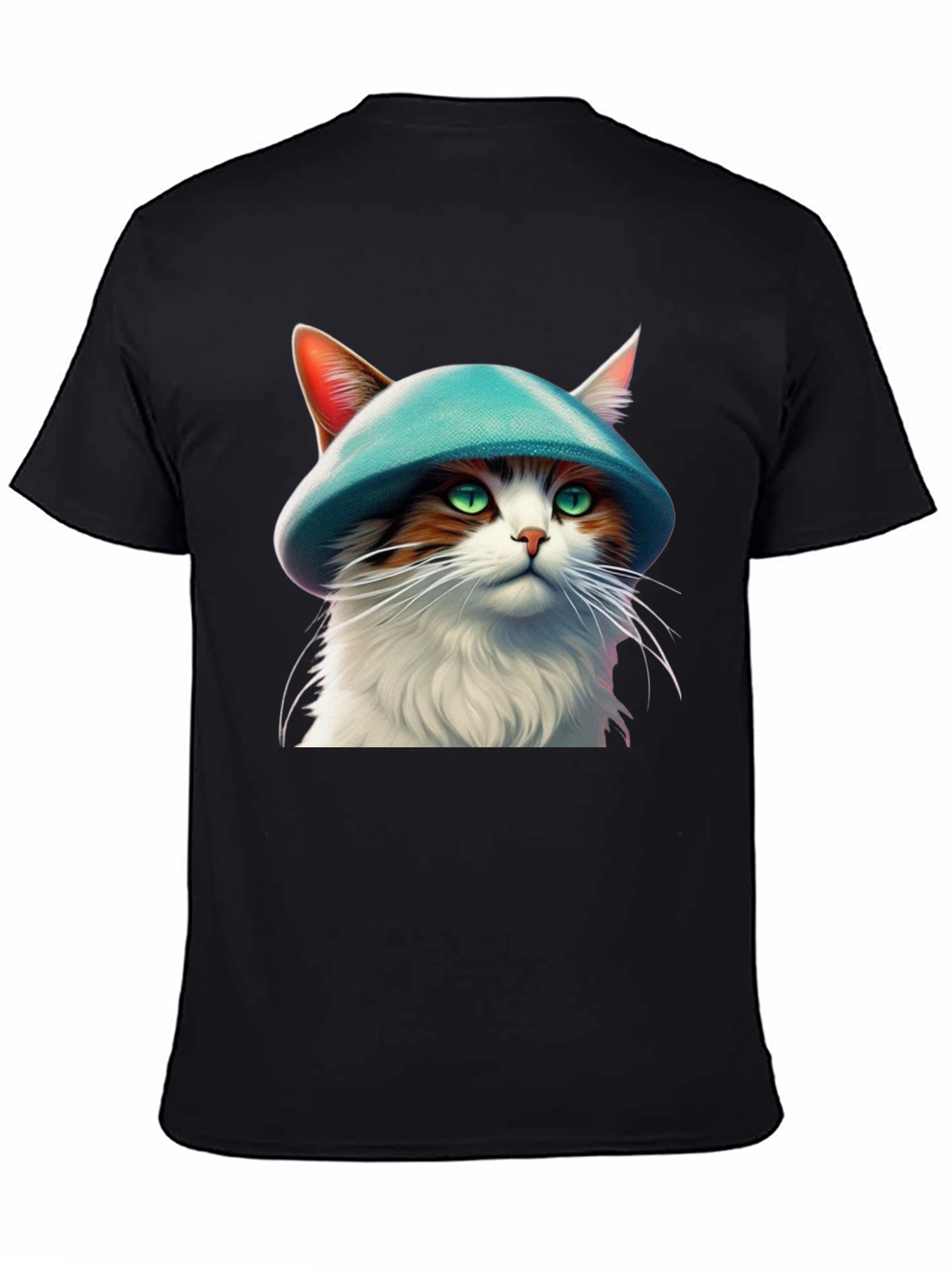 Black Cat with Hat Graphic T-Shirt view 4