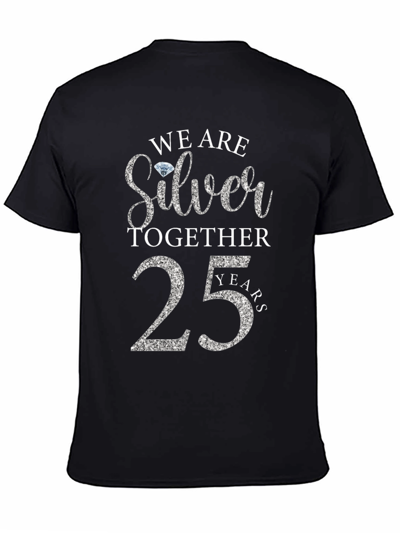 Black Silver Anniversary 25 Years T-Shirt view 4