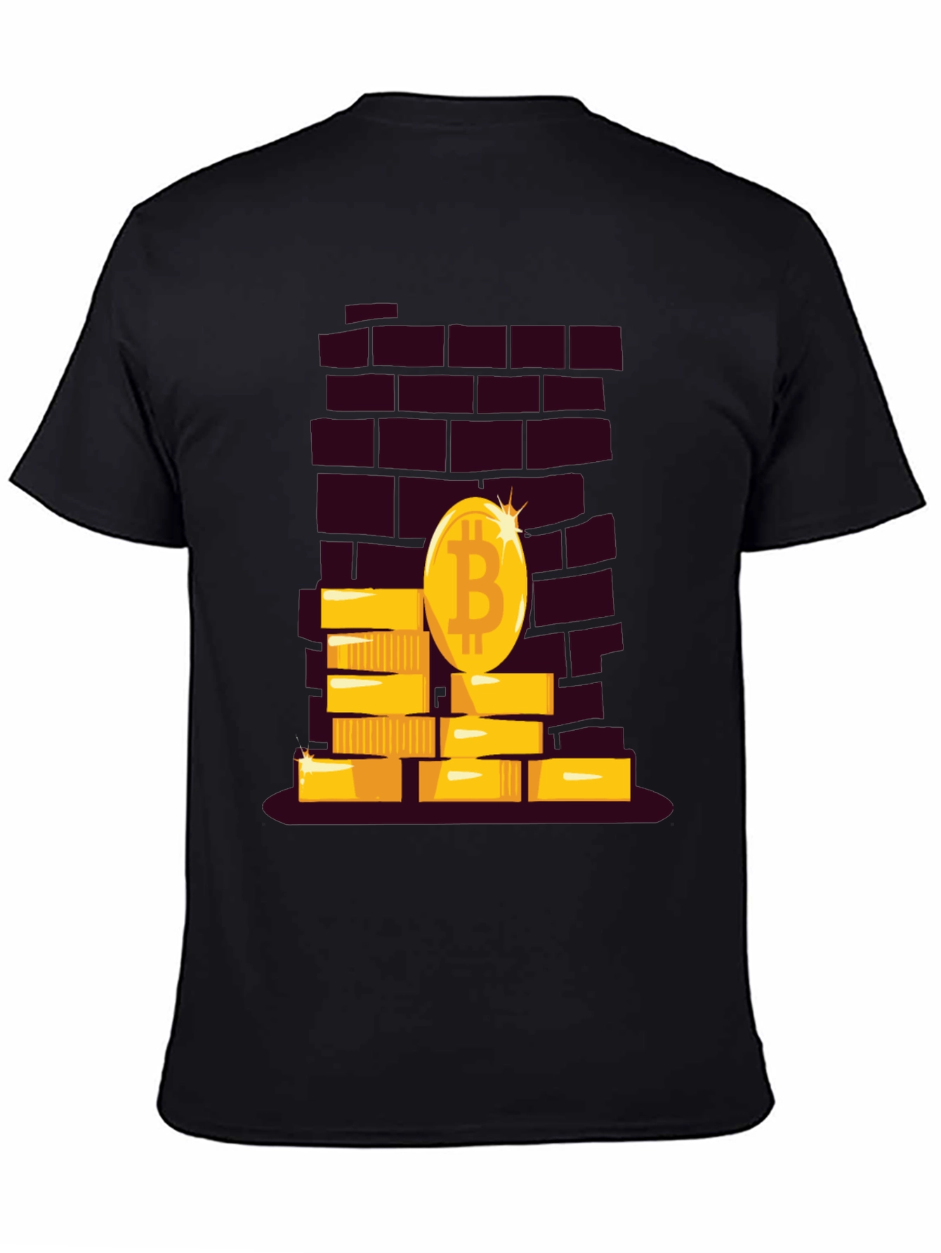 Black Bitcoin Brick Wall Tee - Crypto Currency T-Shirt view 4