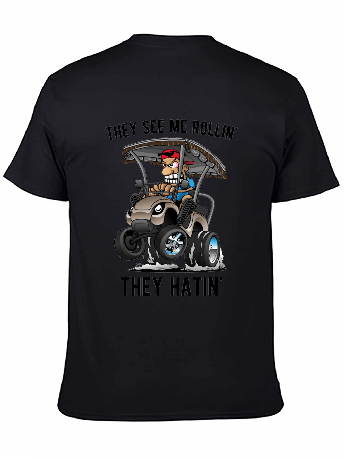 Black They See Me Rollin' T-Shirt view 4