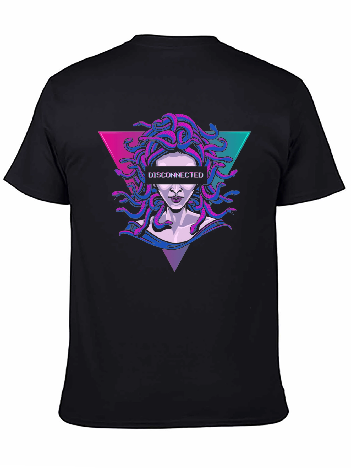 Black Disconnected Medusa Graphic Tee - Unique Design view 4